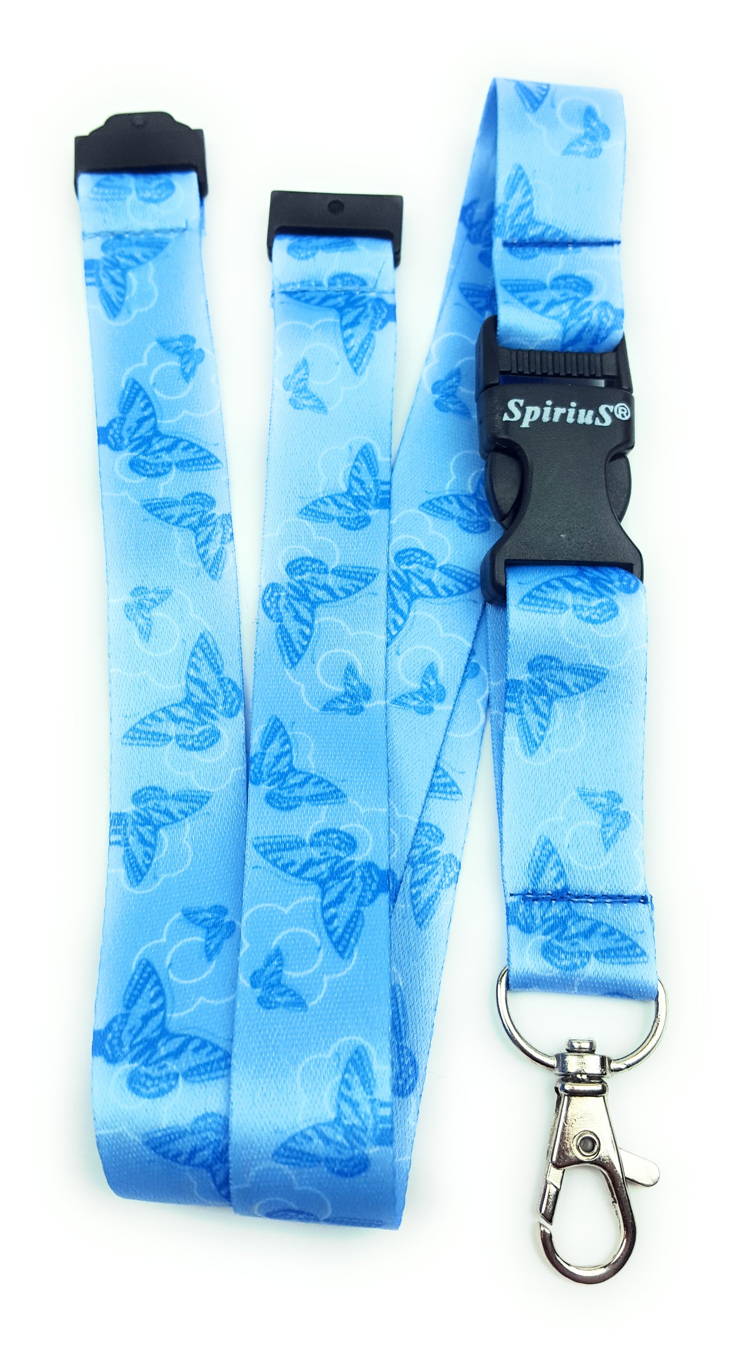 1 x SpiriuS Blue Butterfly breakaway Lanyard neck strap + Double side badge holder