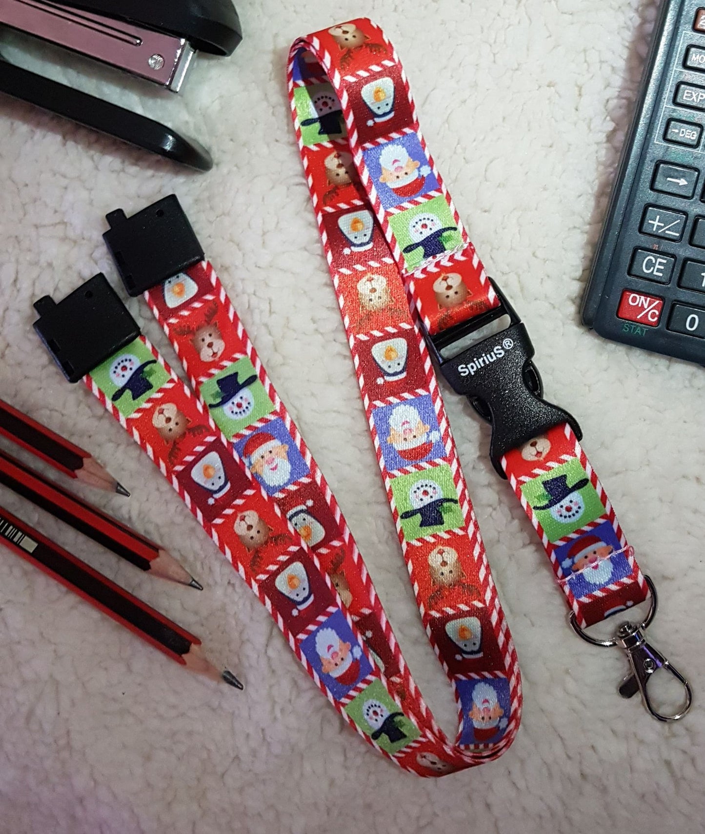 Set of 3 pcs Christmas lanyards with breakaway safety clip detachable clip Santa
