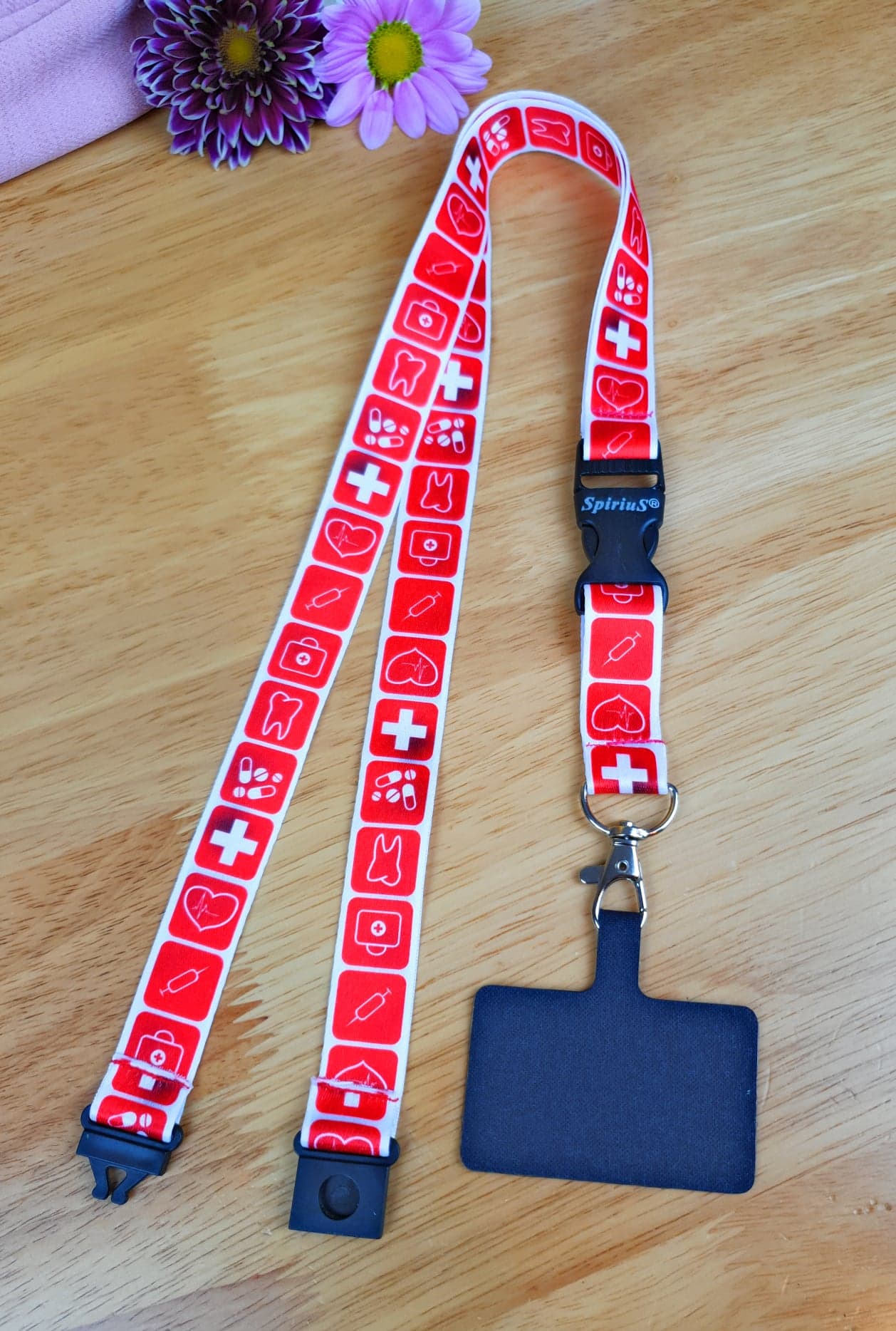 SpiriuS Phone Neck Lanyard Strap with sticky Universal Patch For any mobile phone, card holder first aid