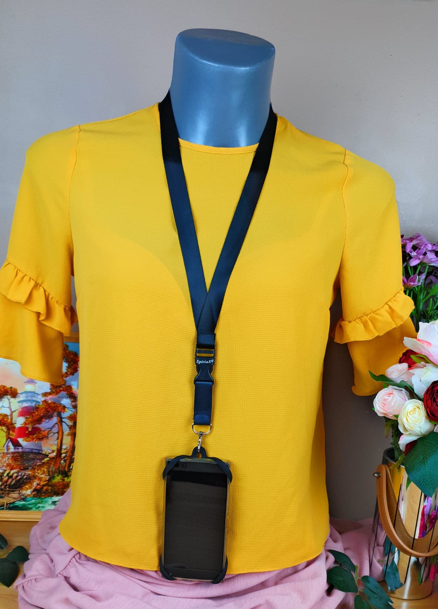 Universal silicone mobile phone Holder set with SpiriuS Neck Lanyard Strap Black