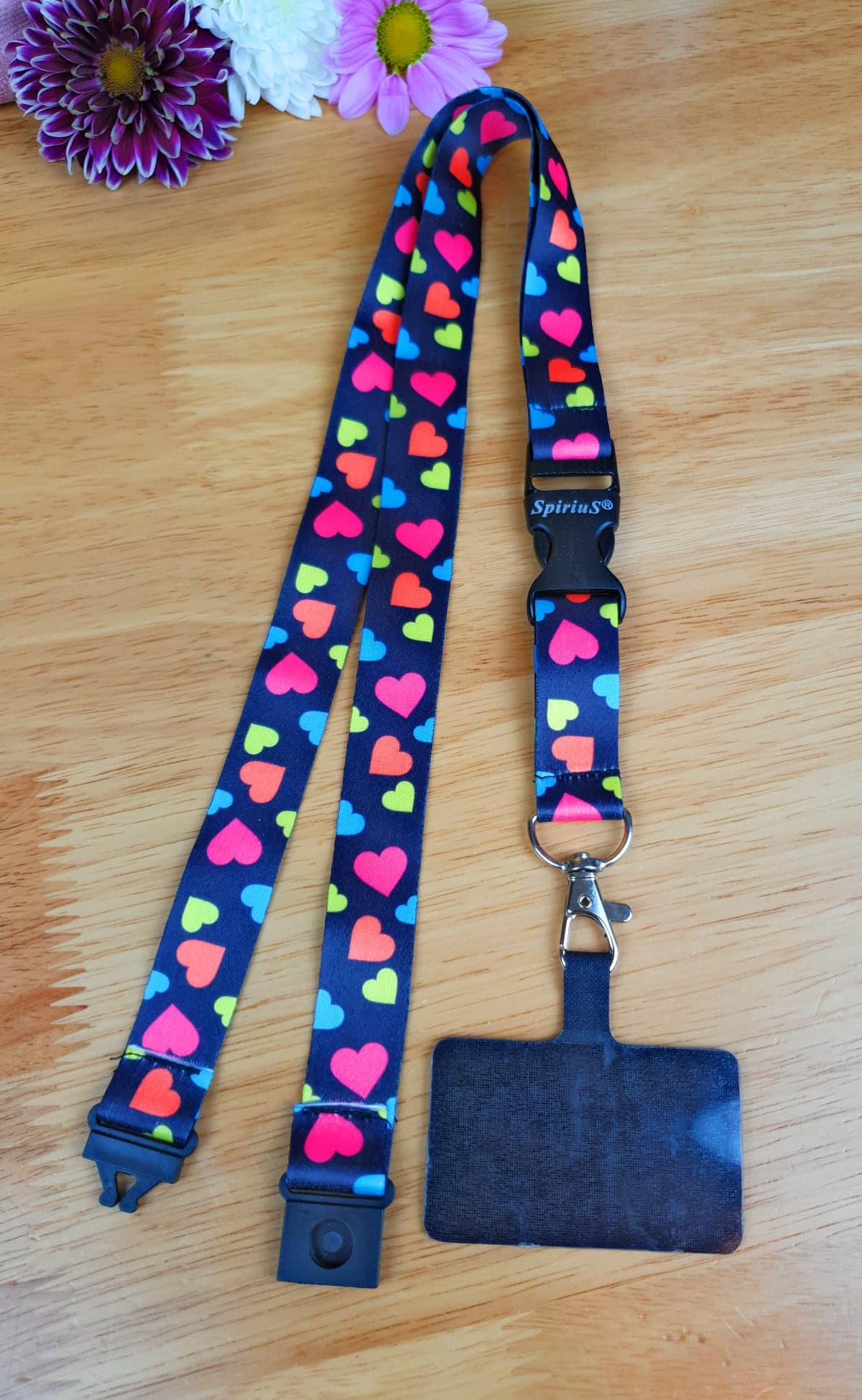 SpiriuS Phone Neck Lanyard Strap with sticky Universal Patch For any mobile phone, card holder Multi Heart