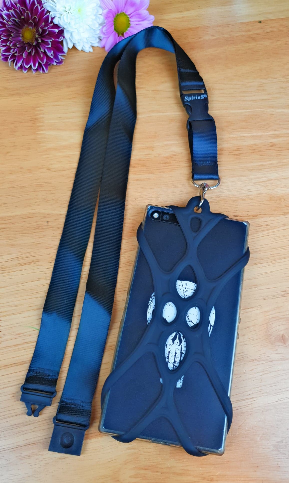 Universal silicone mobile phone Holder set with SpiriuS Neck Lanyard Strap Black
