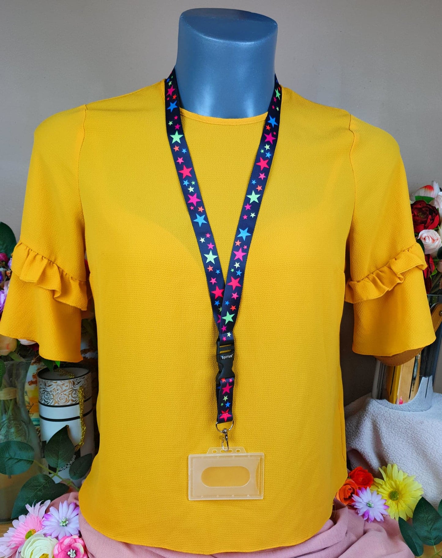 1 x SpiriuS Rainbow Stars breakaway Lanyard neck strap + Clear plasic badge