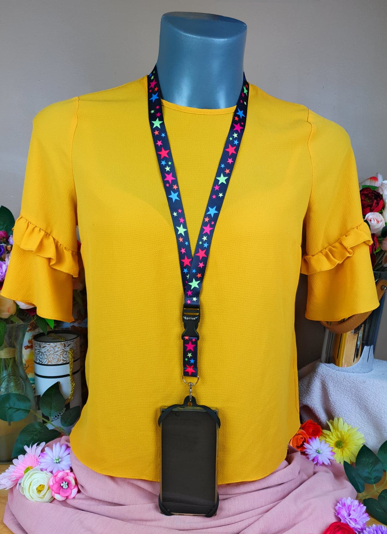 Universal silicone mobile phone Holder set with SpiriuS Neck Lanyard Strap Rainbow stars