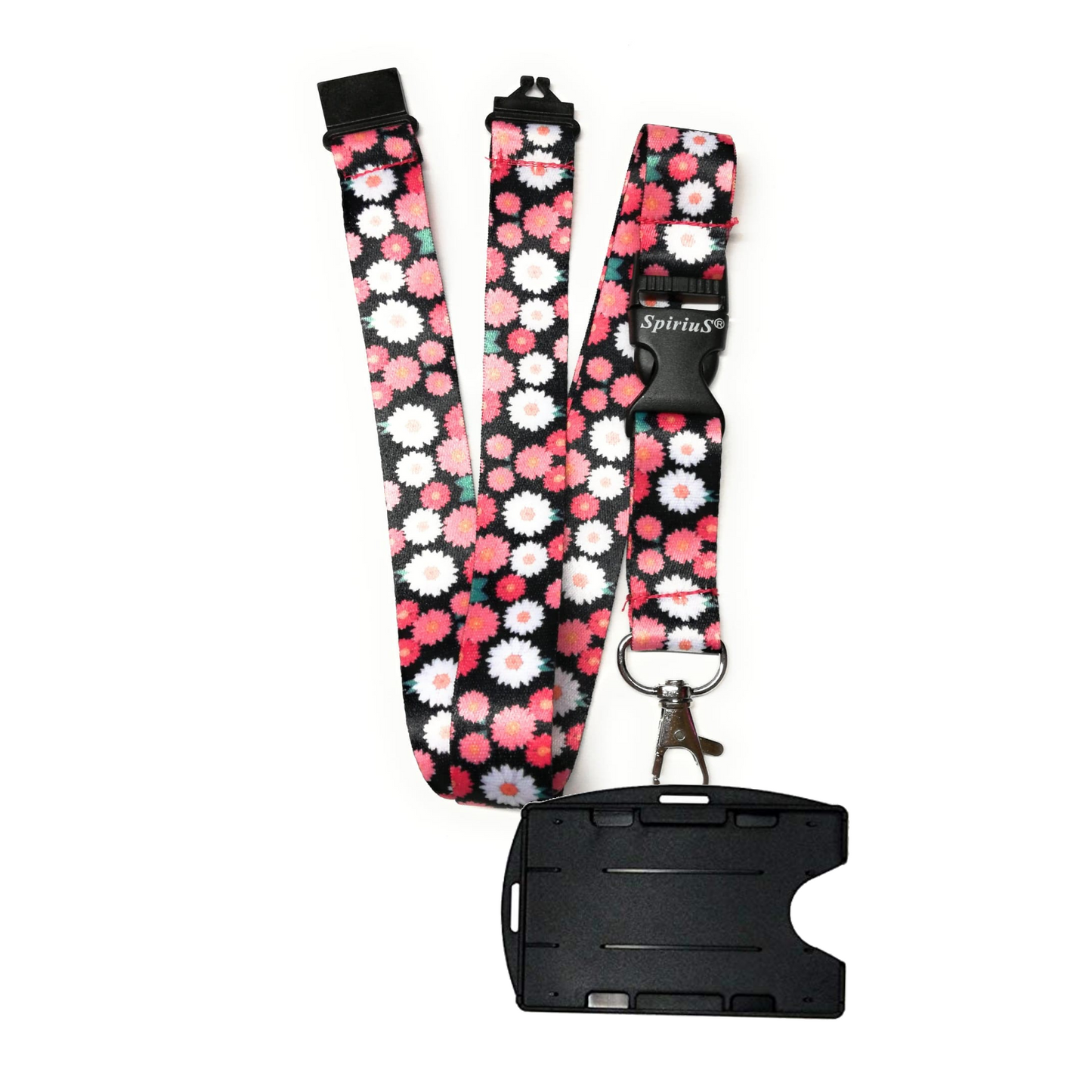 1 x SpiriuS Multi Daisies breakaway Lanyard neck strap + Double side badge holder