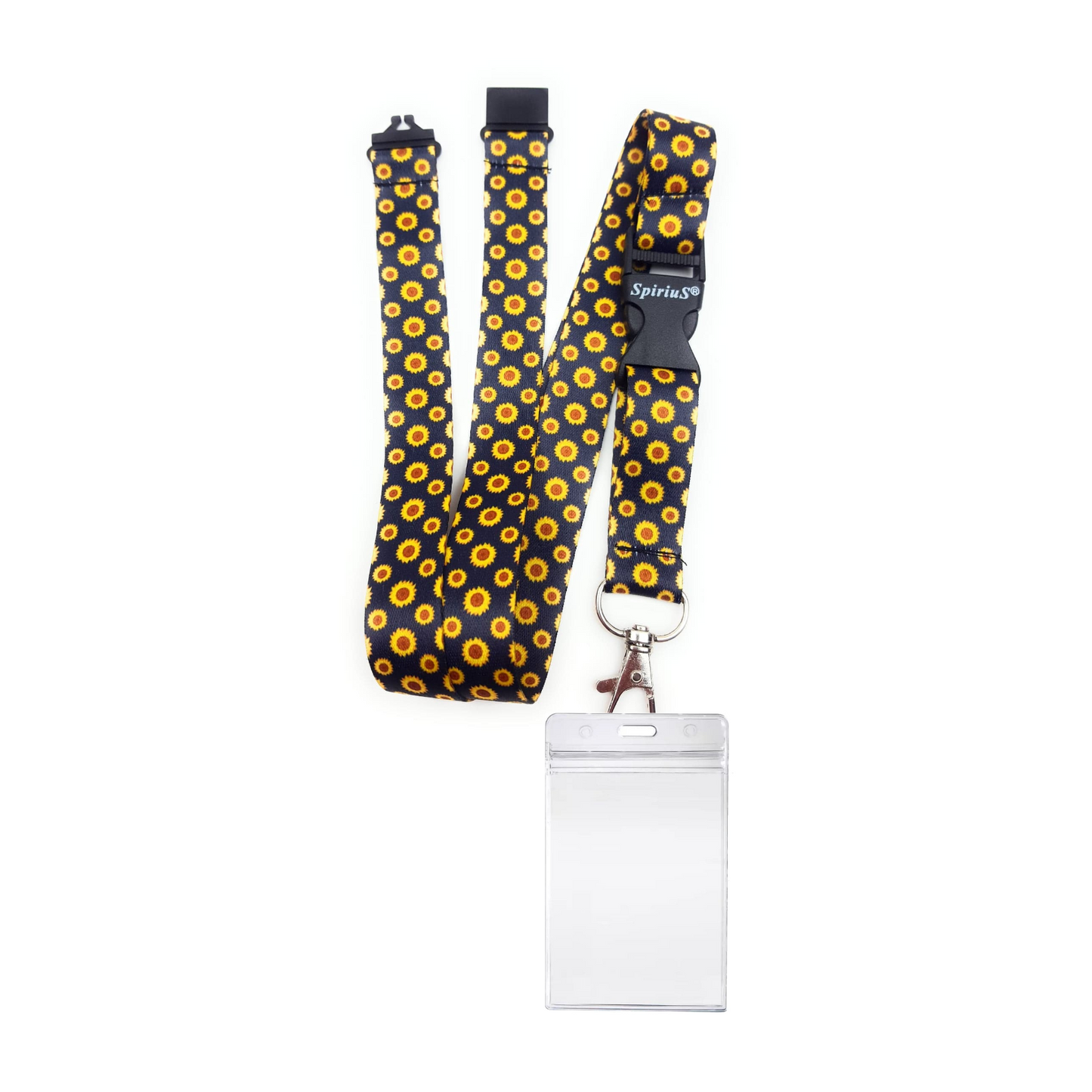 1 x SpiriuS Sunflowers breakaway Lanyard neck strap + clear waterproof badge badge holder