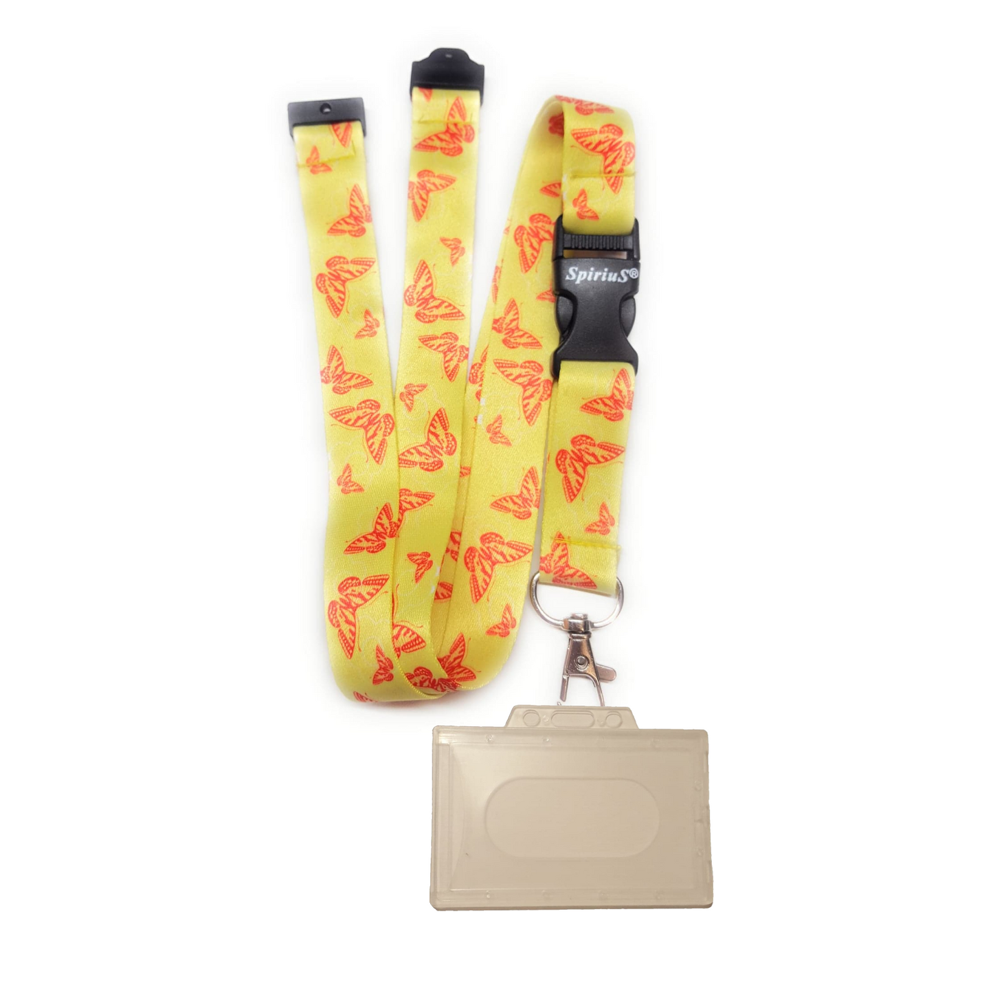 1 x SpiriuS Yellow Butterfly breakaway Lanyard neck strap + Clear plasic badge