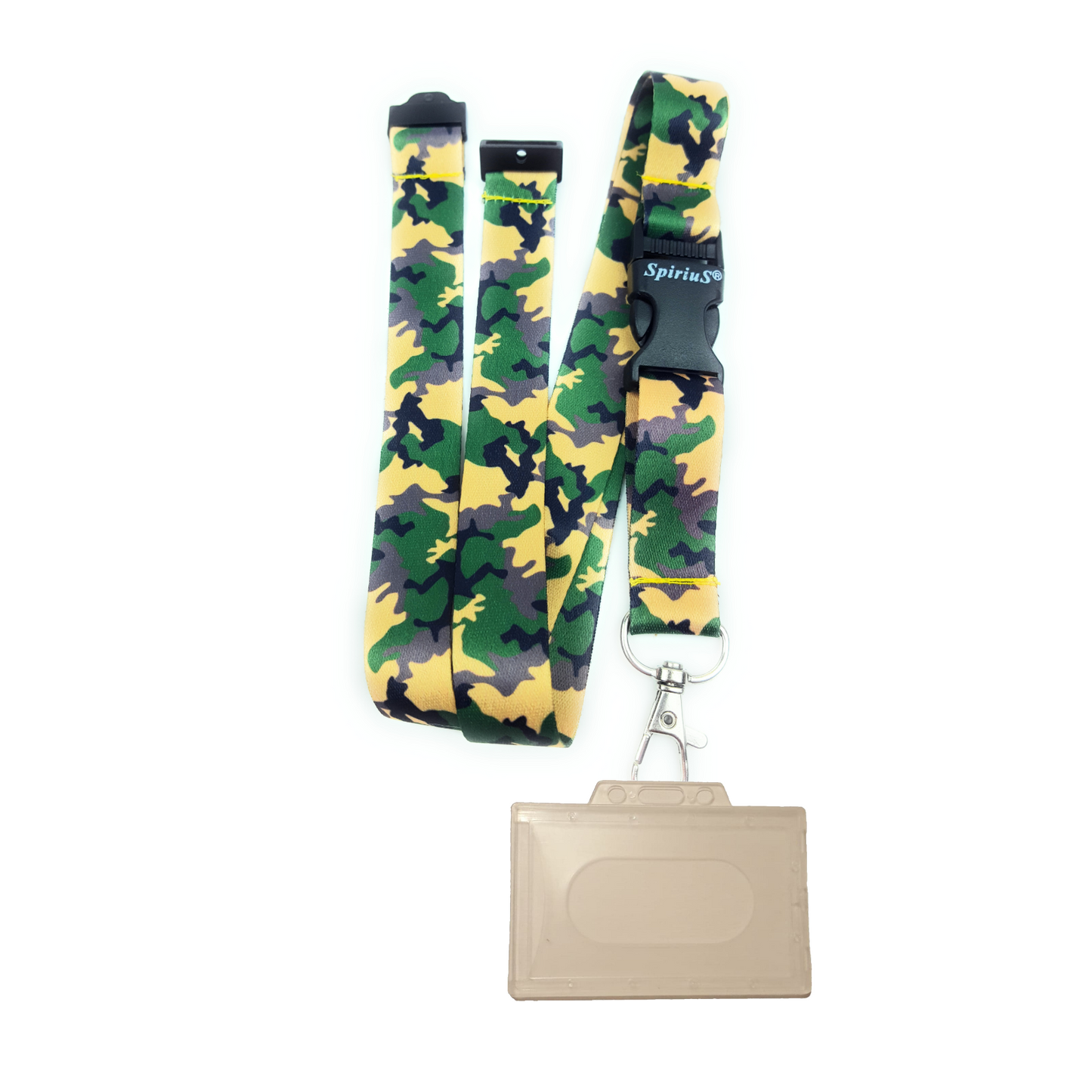 1 x SpiriuS Army Camouflage breakaway Lanyard neck strap + Clear plasic badge