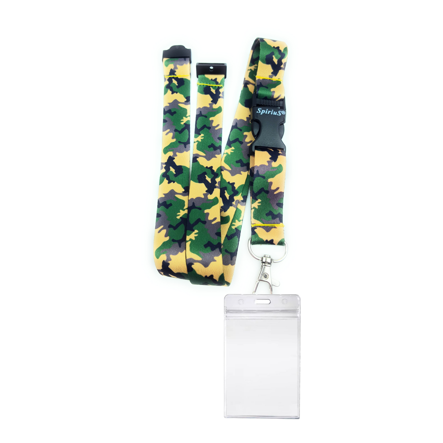 1 x SpiriuS Army Camouflge breakaway Lanyard neck strap + clear waterproof badge badge holder