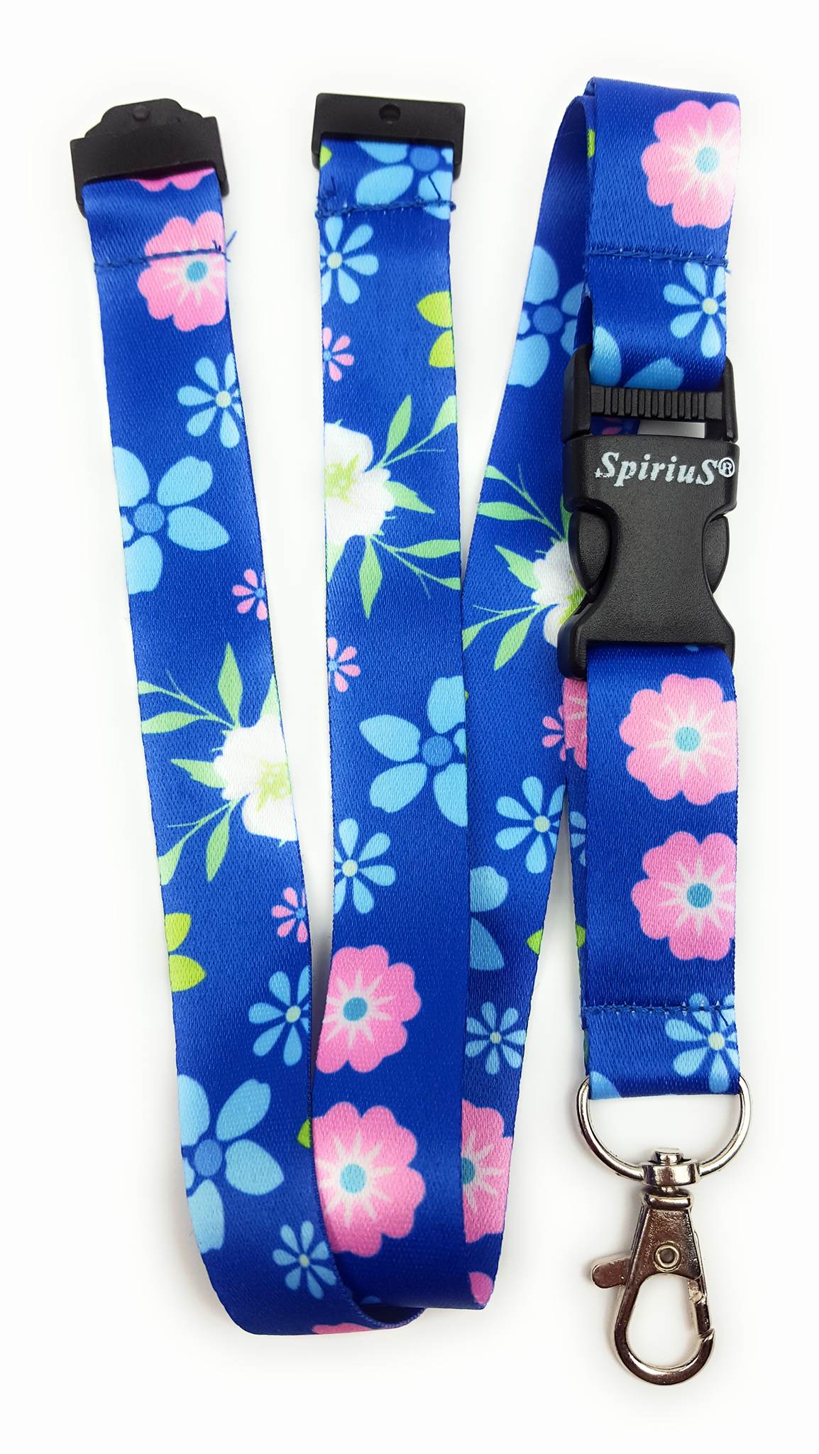 SpiriuS PINK blue FLOWERS breakaway Lanyard neck strap + unique id badge holder