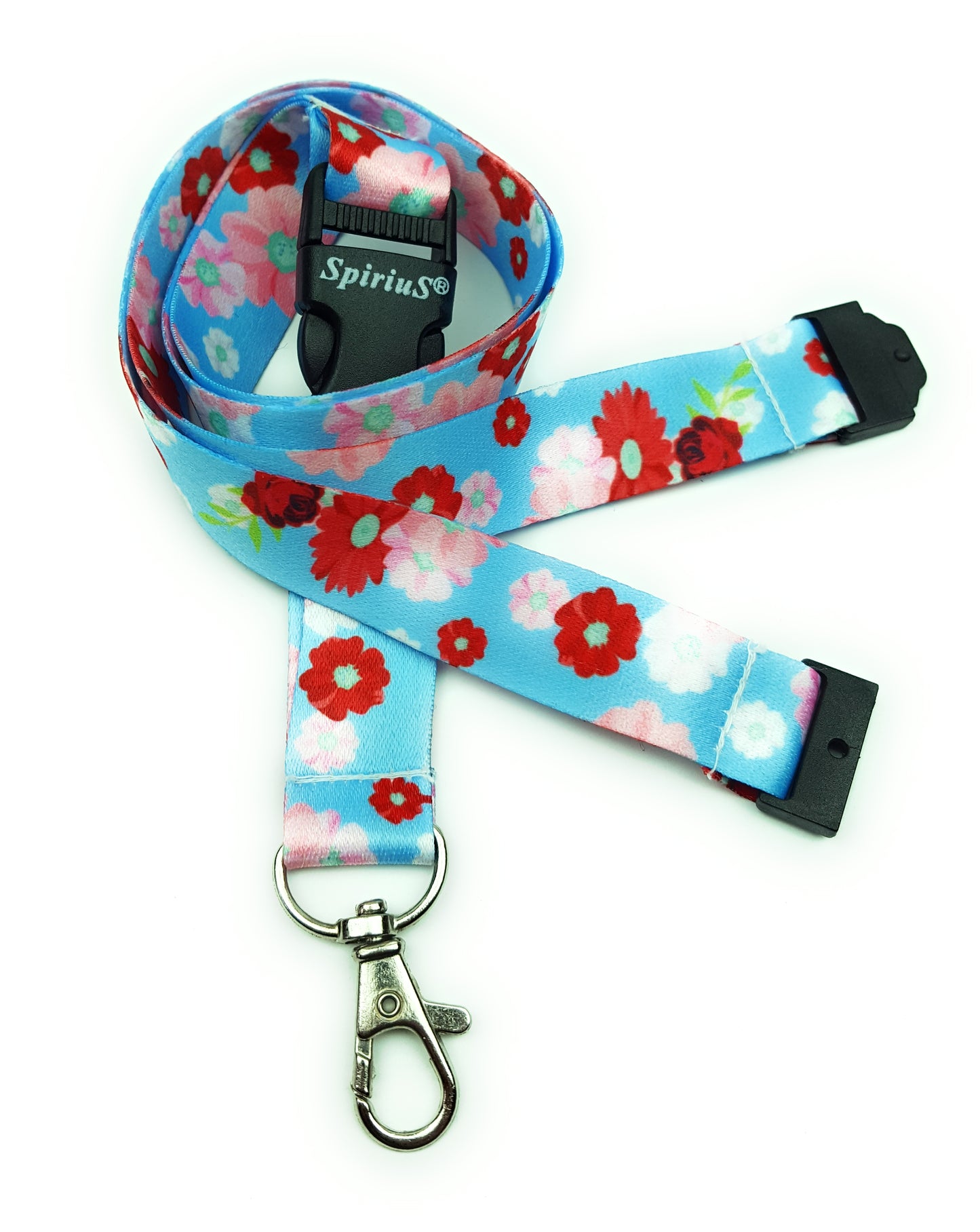 1 x SpiriuS Flowers in Blue breakaway Lanyard neck strap + Double side badge holder