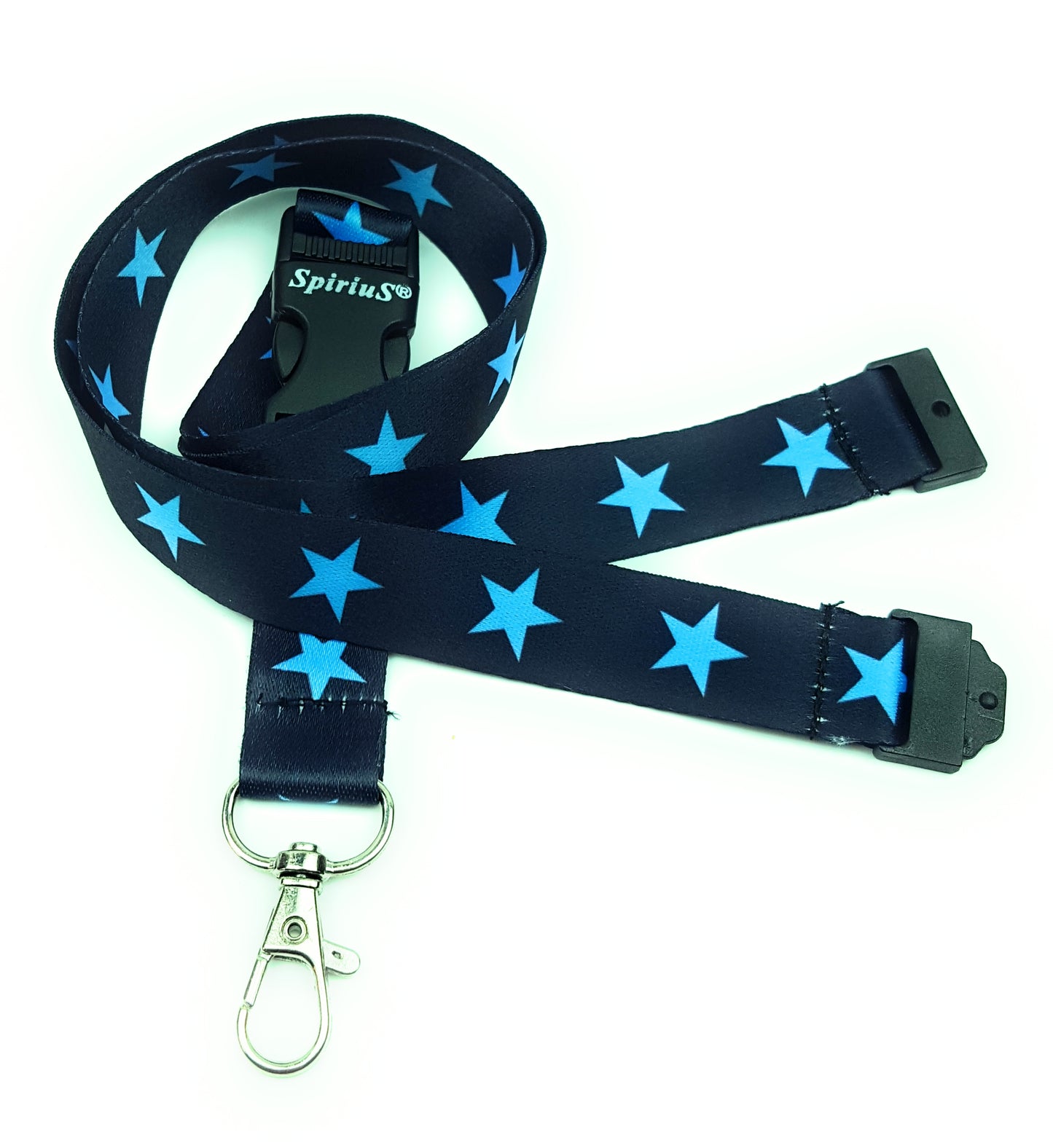 1 x SpiriuS Blue Stars breakaway Lanyard neck strap + Clear plasic badge