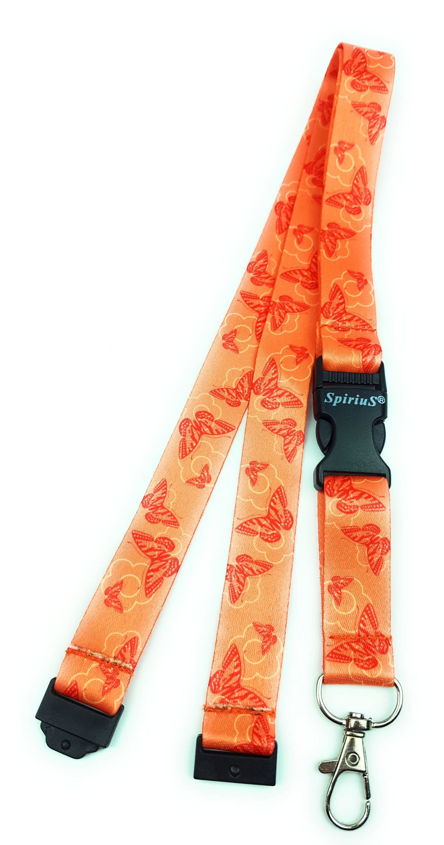 1 x SpiriuS Orange Butterflies breakaway Lanyard neck strap + Double side badge holder