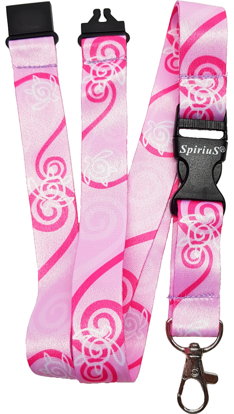 1 x SpiriuS Turtle in Pink breakaway Lanyard neck strap + faux leather badges holder