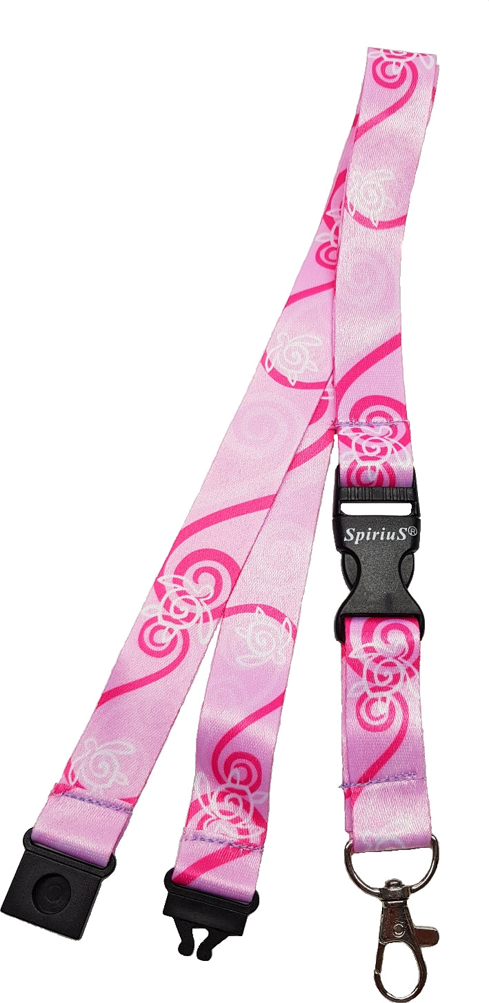 1 x SpiriuS Turtle in Pink breakaway Lanyard neck strap + Clear plasic badge