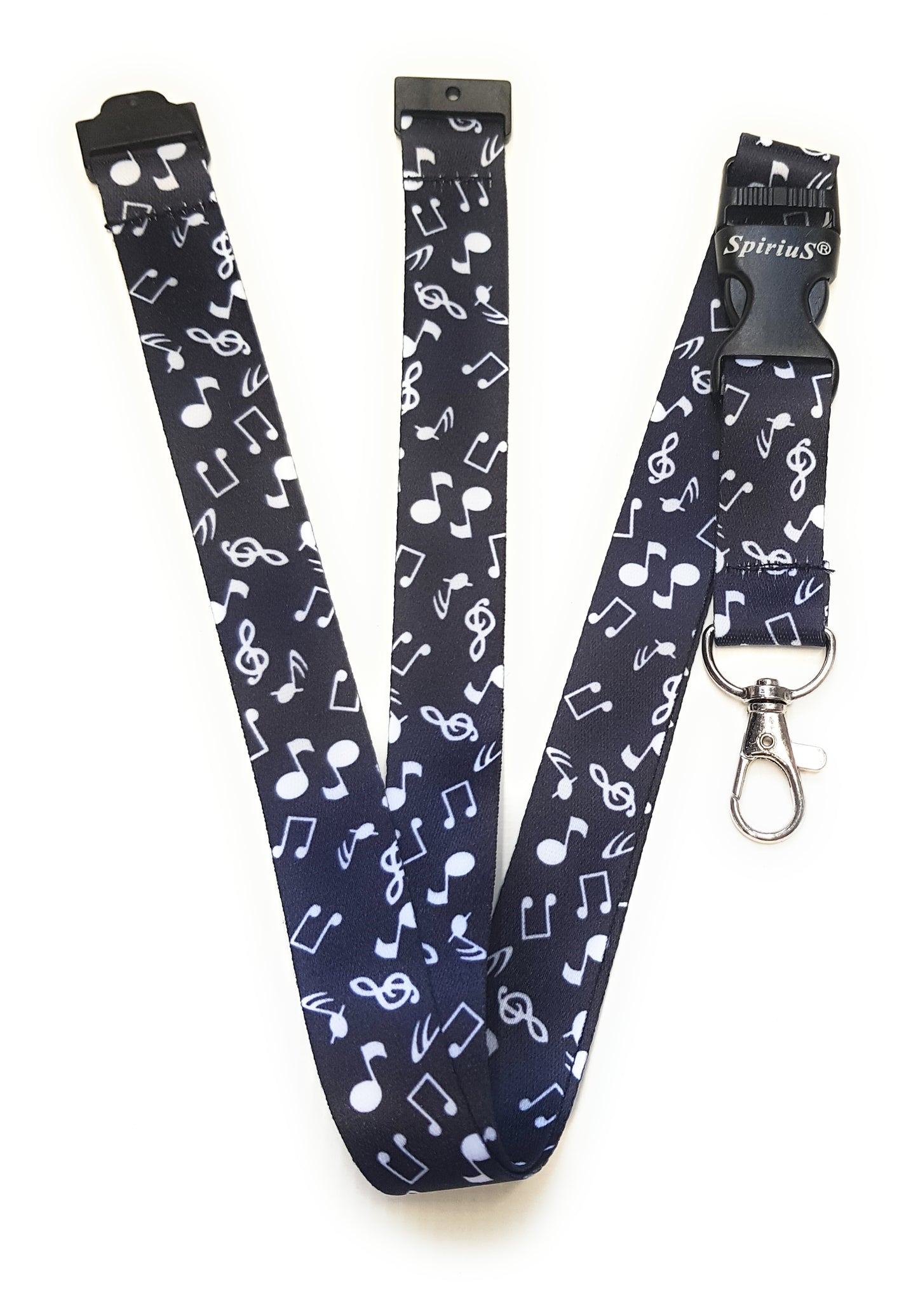 1 x SpiriuS Music Notes breakaway Lanyard neck strap + faux leather badges holder