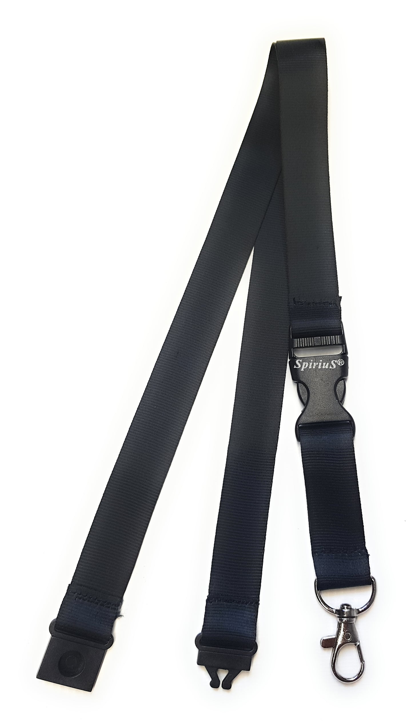 1 x SpiriuS Plain Black breakaway Lanyard neck strap + Clear plasic badge