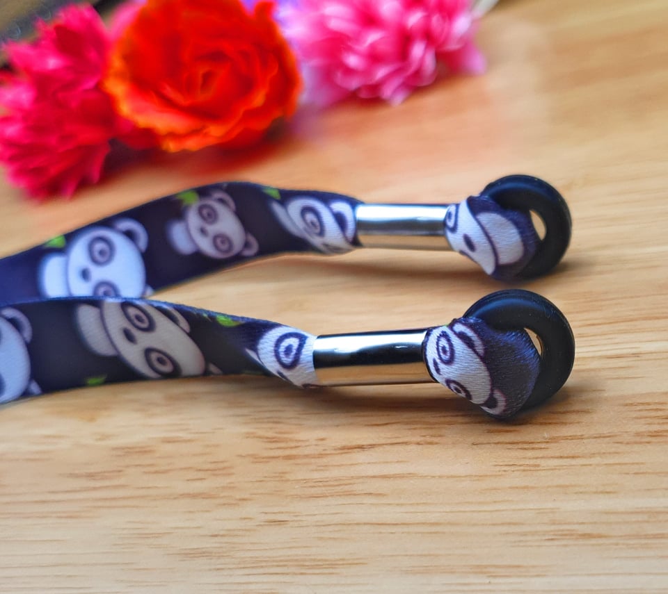 SpiriuS Glasses holder strap Lanyard Pandas in black