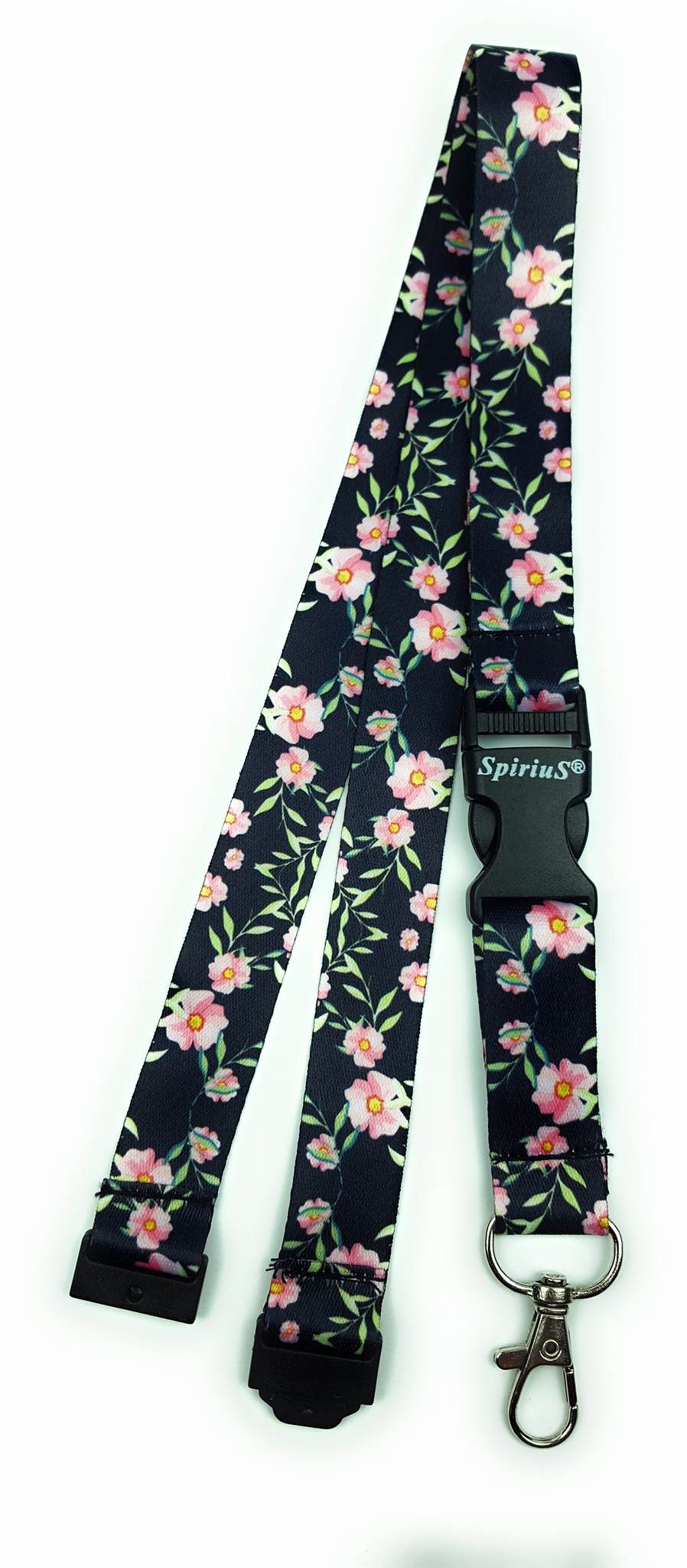 1 x SpiriuS Flowers in black breakaway Lanyard neck strap for id badge holder