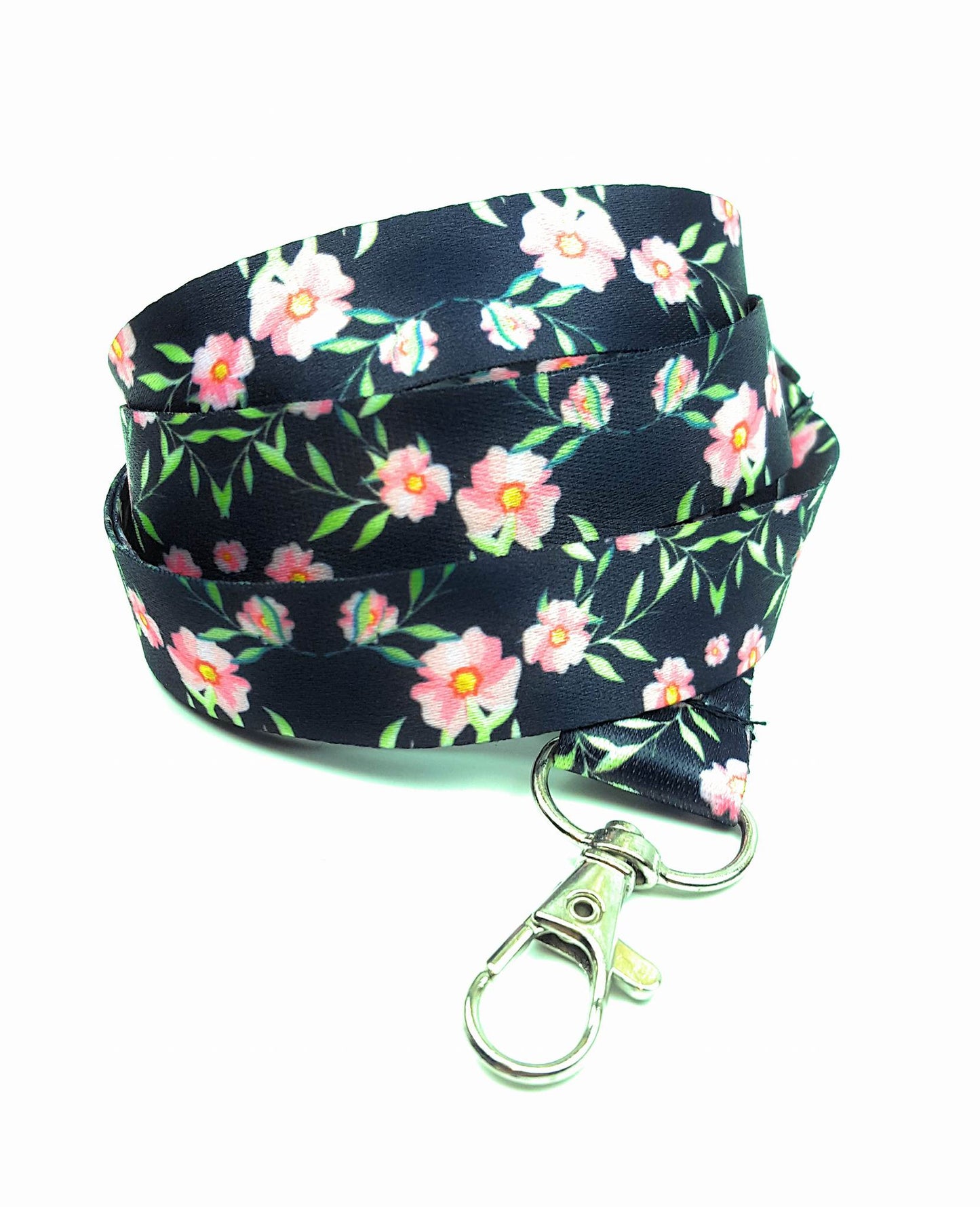 1 x SpiriuS Flowers in black breakaway Lanyard neck strap for id badge holder