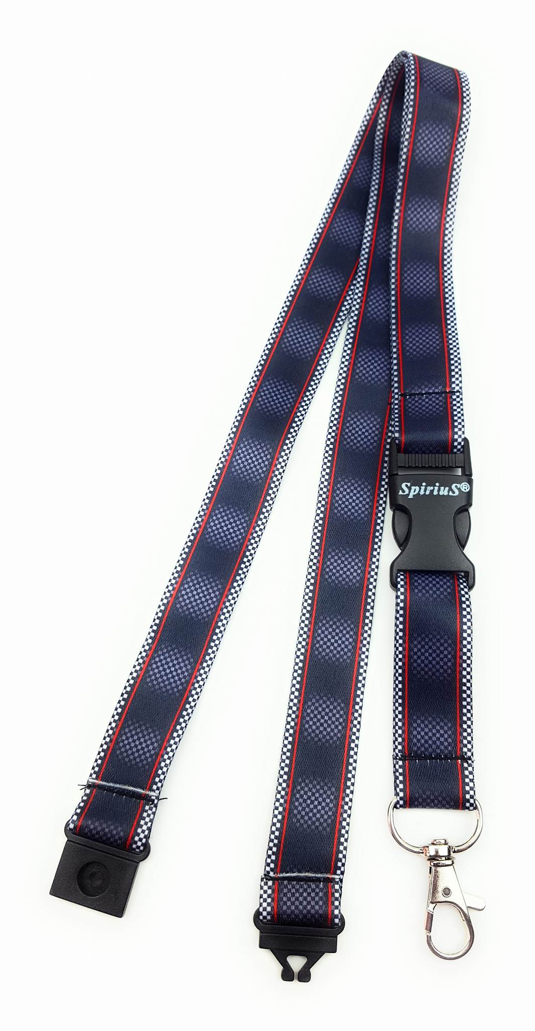 1 x SpiriuS BLACK red lines breakaway Lanyard neck strap + unique id badge holder