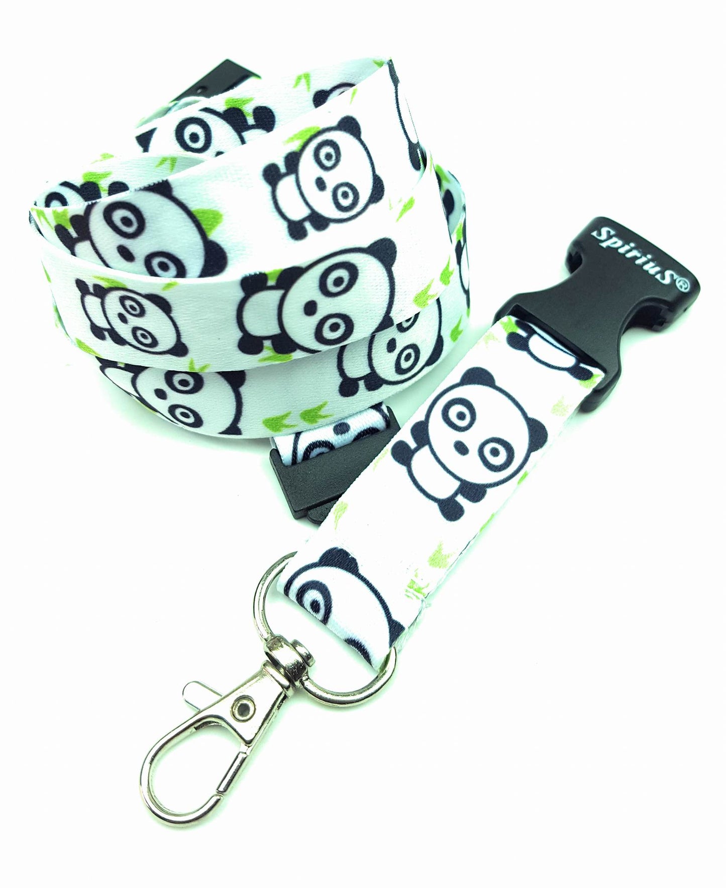 1 x SpiriuS Panda in White breakaway Lanyard neck strap for id badge holder