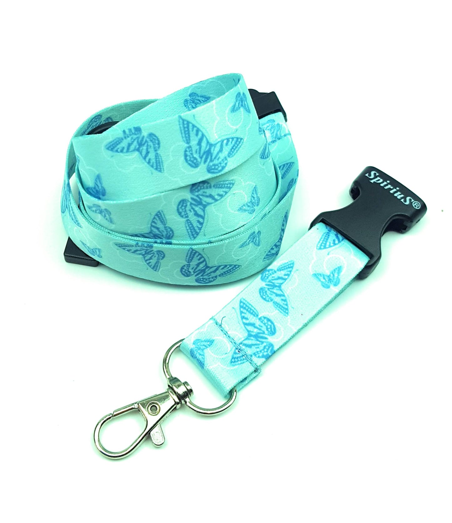 1 x SpiriuS GREEN BUTTERFLY breakaway Lanyard neck strap for id badge holder