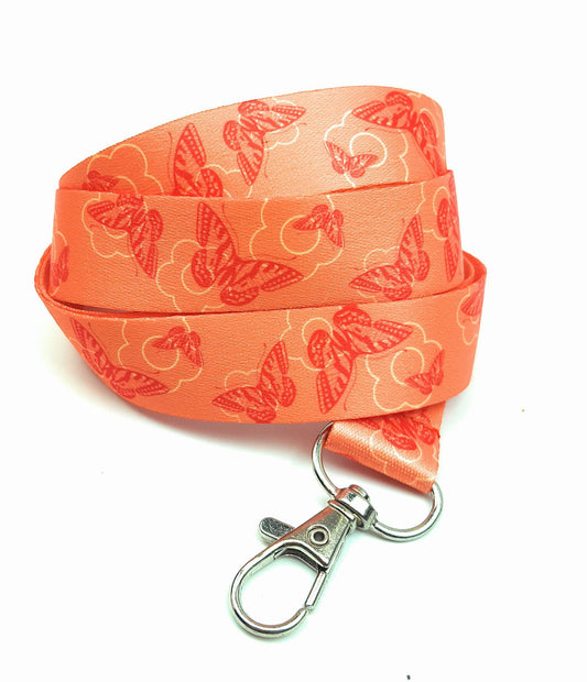 1 x SpiriuS ORANGE BUTTERFLY breakaway Lanyard neck strap for id badge holder