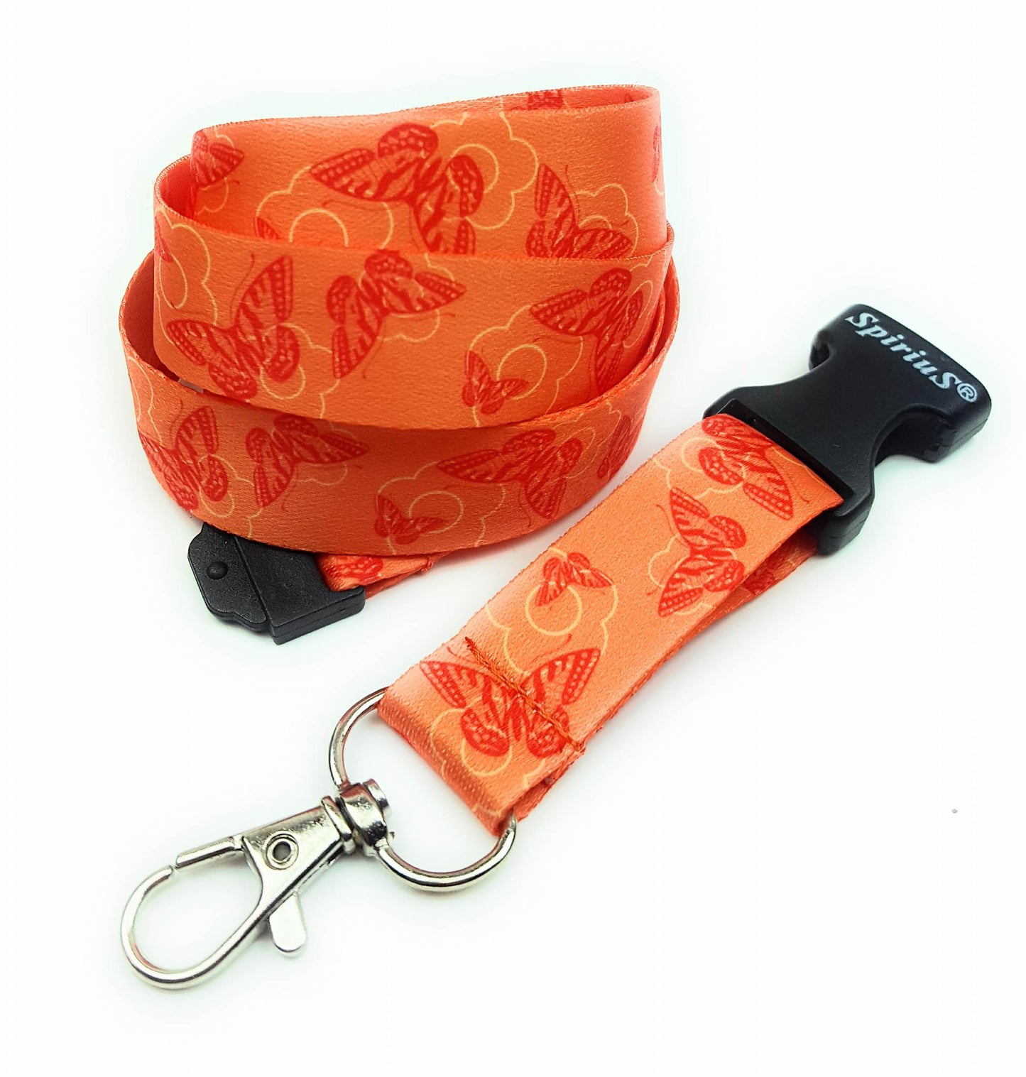 1 x SpiriuS ORANGE BUTTERFLY breakaway Lanyard neck strap for id badge holder