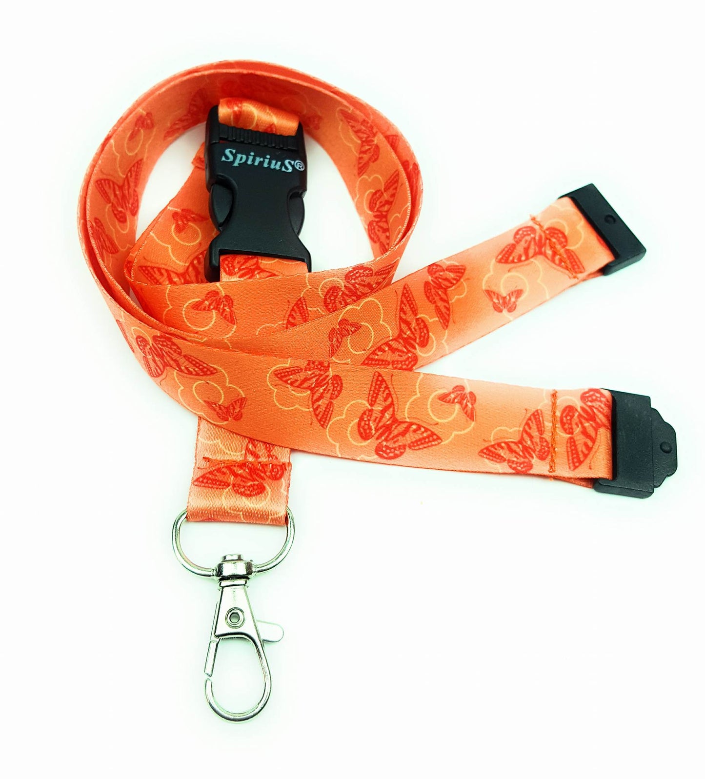 1 x SpiriuS ORANGE BUTTERFLY breakaway Lanyard neck strap for id badge holder