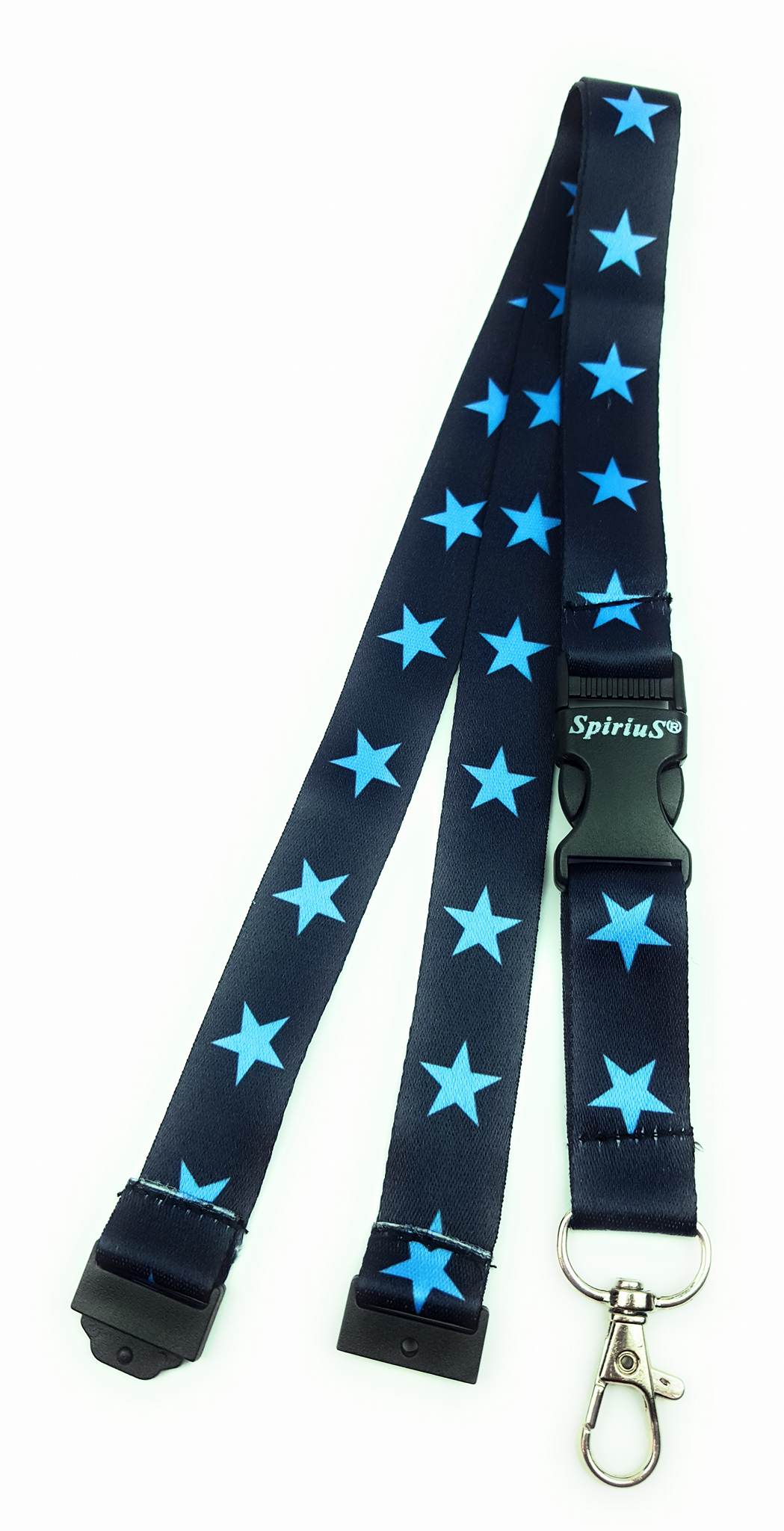 1 x SpiriuS Blue STARS breakaway Lanyard neck strap for id badge holder