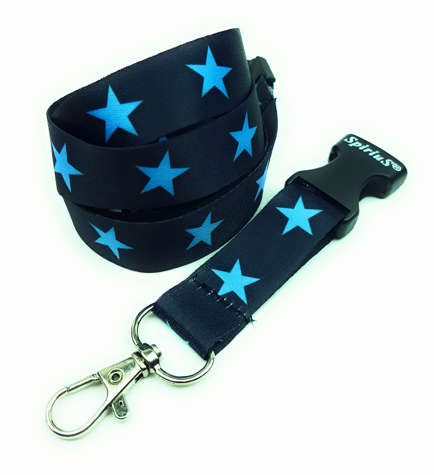 1 x SpiriuS Blue STARS breakaway Lanyard neck strap for id badge holder