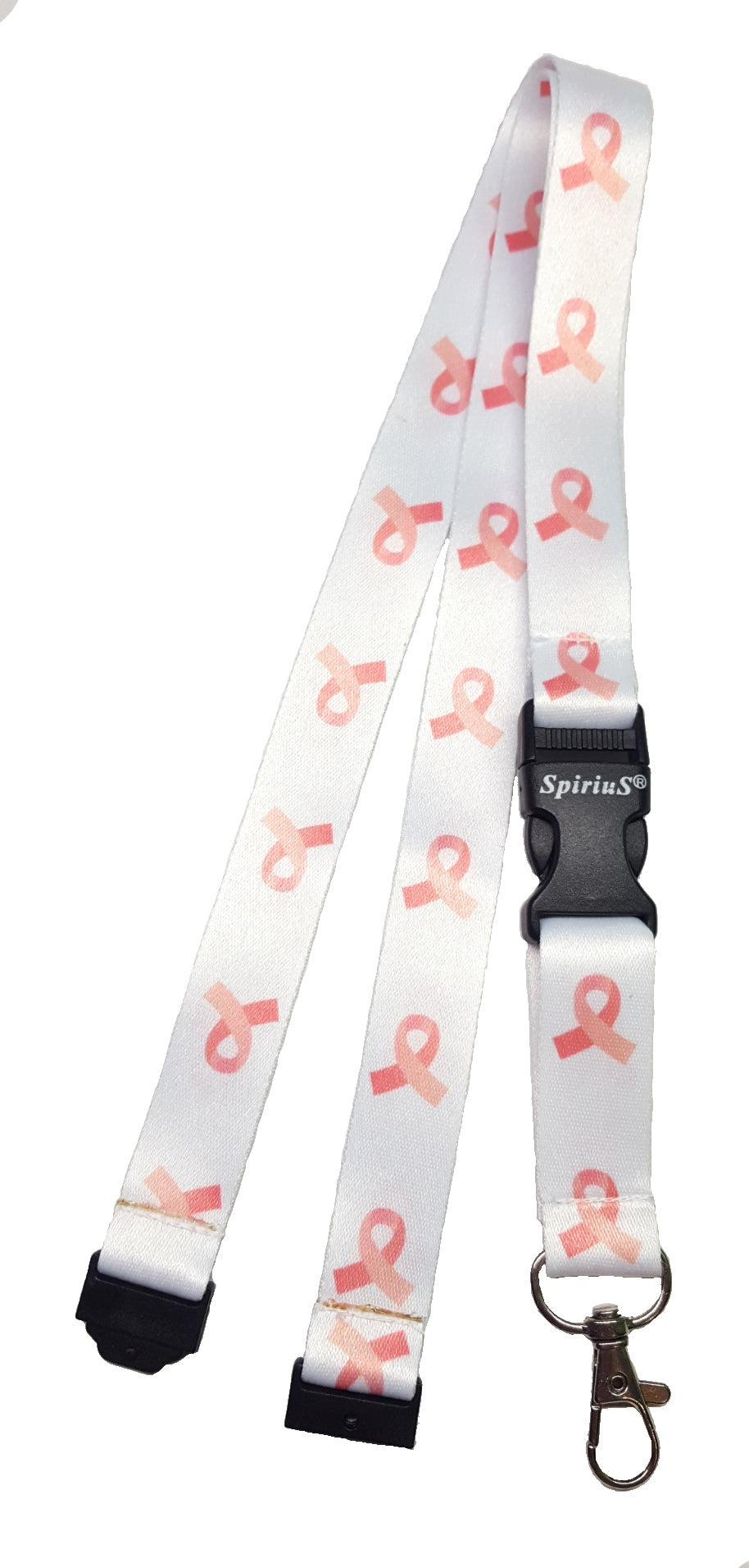 1 x SpiriuS Cancer logo in white breakaway Lanyard neck strap for id badge holder