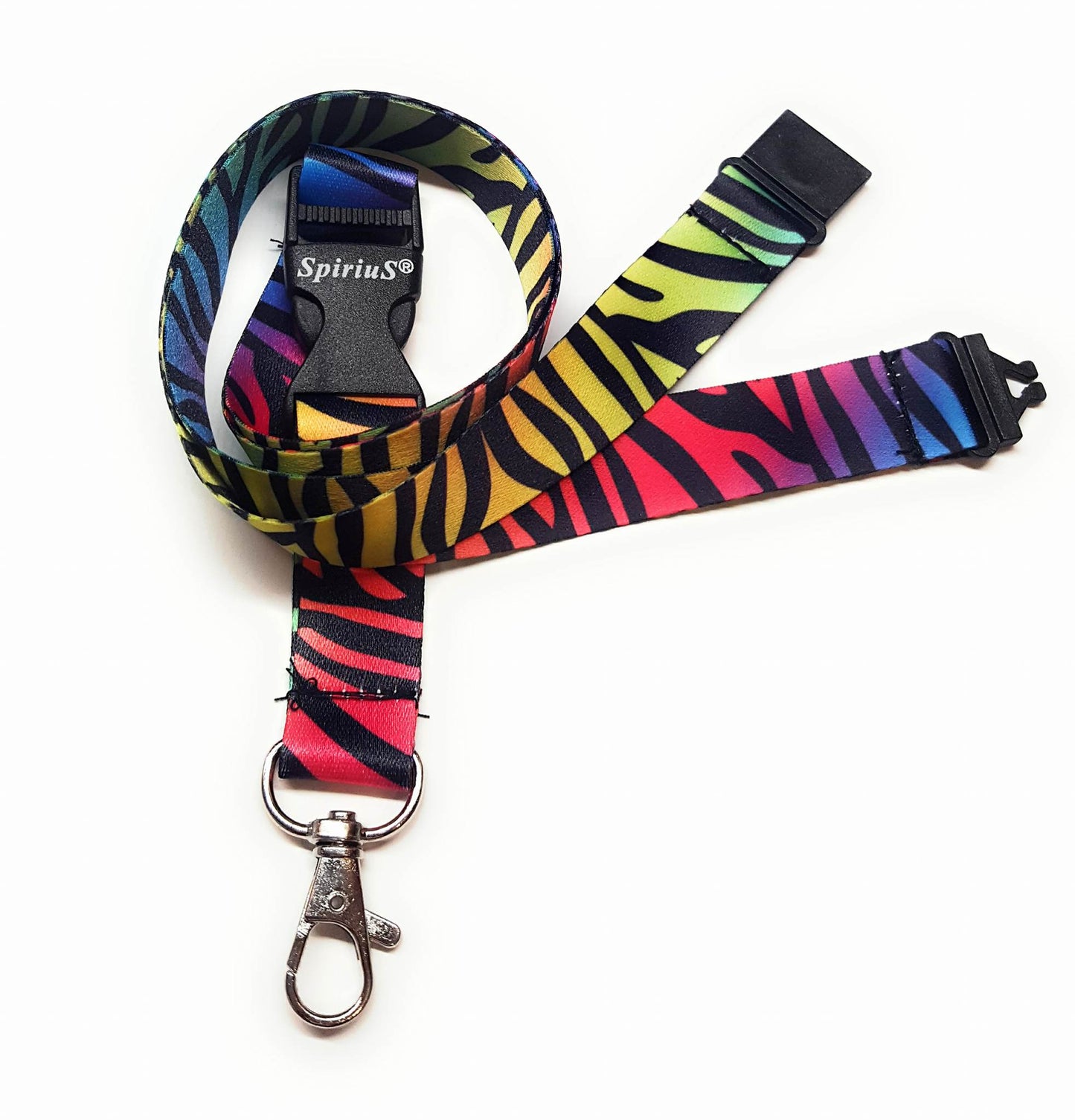 1 x SpiriuS RAINBOW ZEBRA breakaway Lanyard neck strap for id badge holder