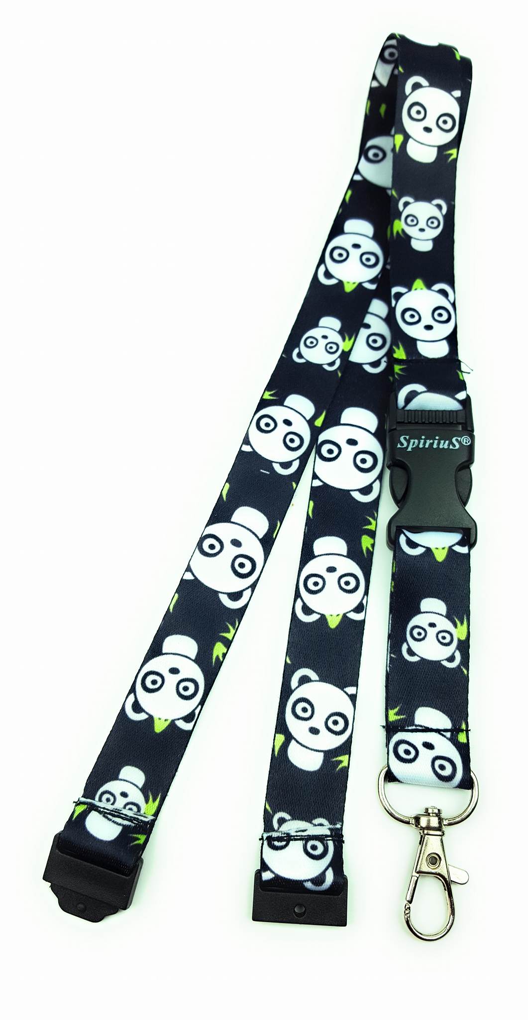 1 x SpiriuS Panda in black breakaway Lanyard neck strap for id badge holder