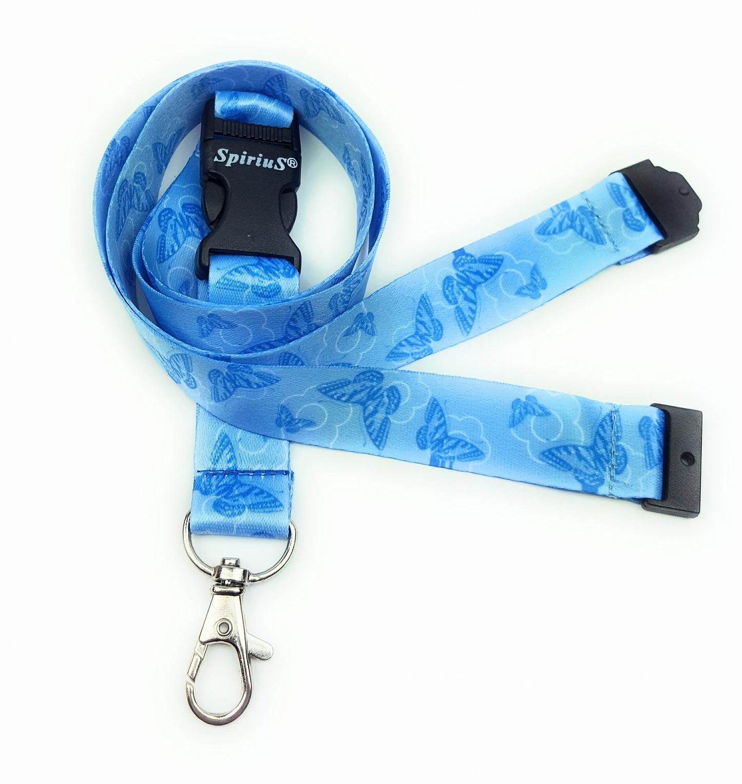 1 x SpiriuS Blue Butterfly breakaway Lanyard neck strap for id badge holder