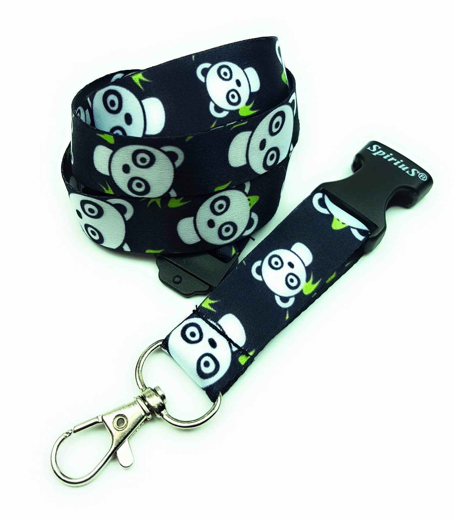 1 x SpiriuS Panda in black breakaway Lanyard neck strap for id badge holder