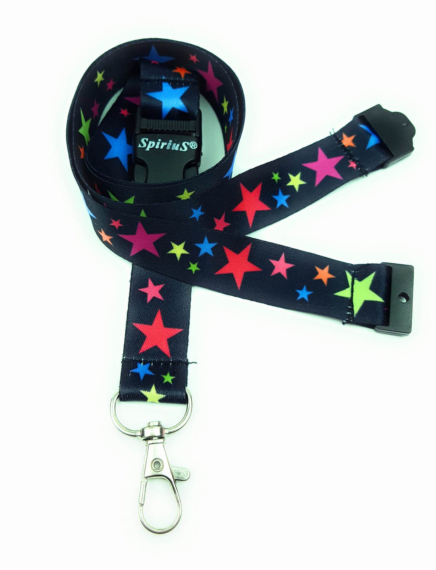 1 x SpiriuS RAINBOW STARS breakaway Lanyard neck strap for id badge holder