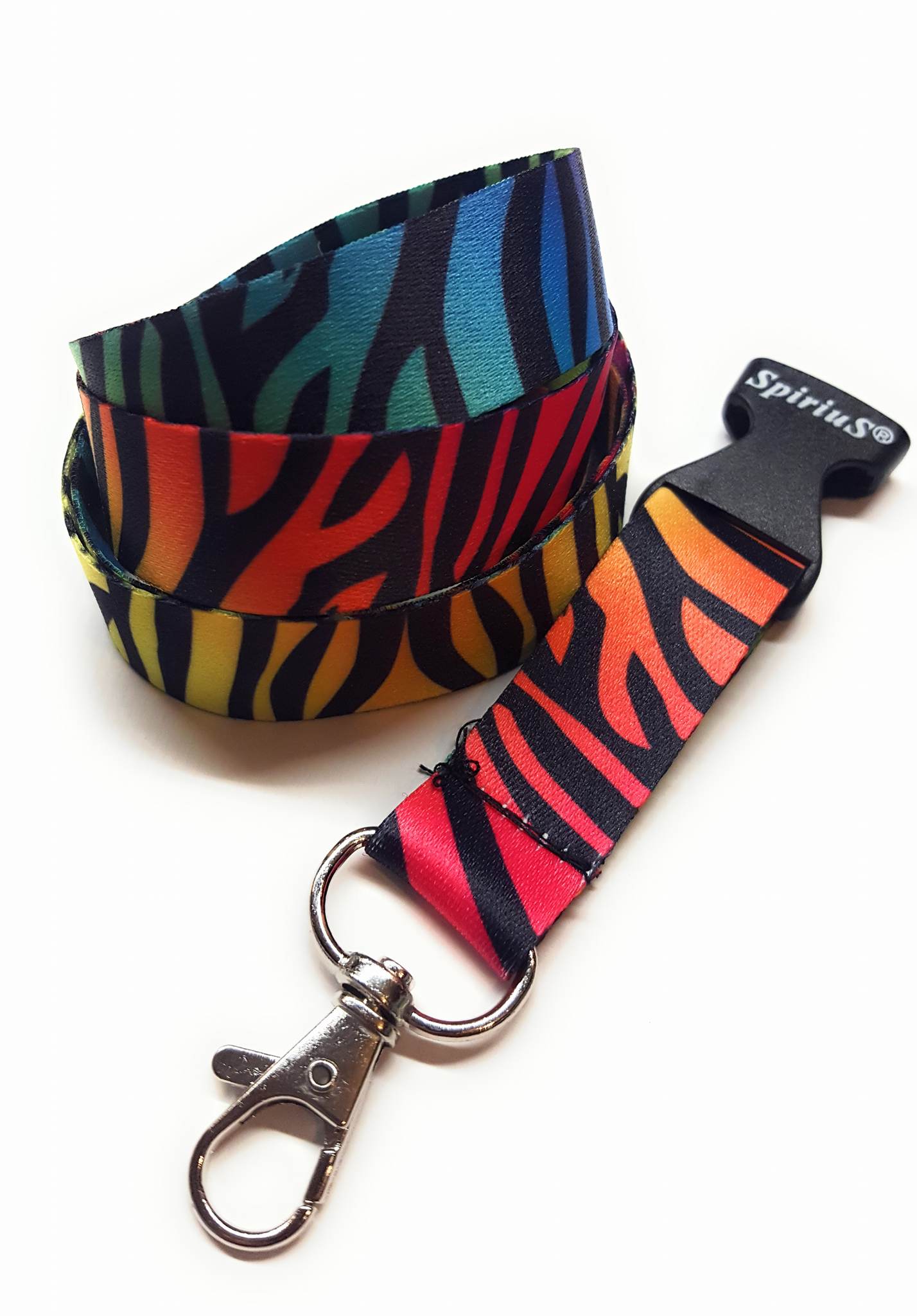 1 x SpiriuS RAINBOW ZEBRA breakaway Lanyard neck strap for id badge holder