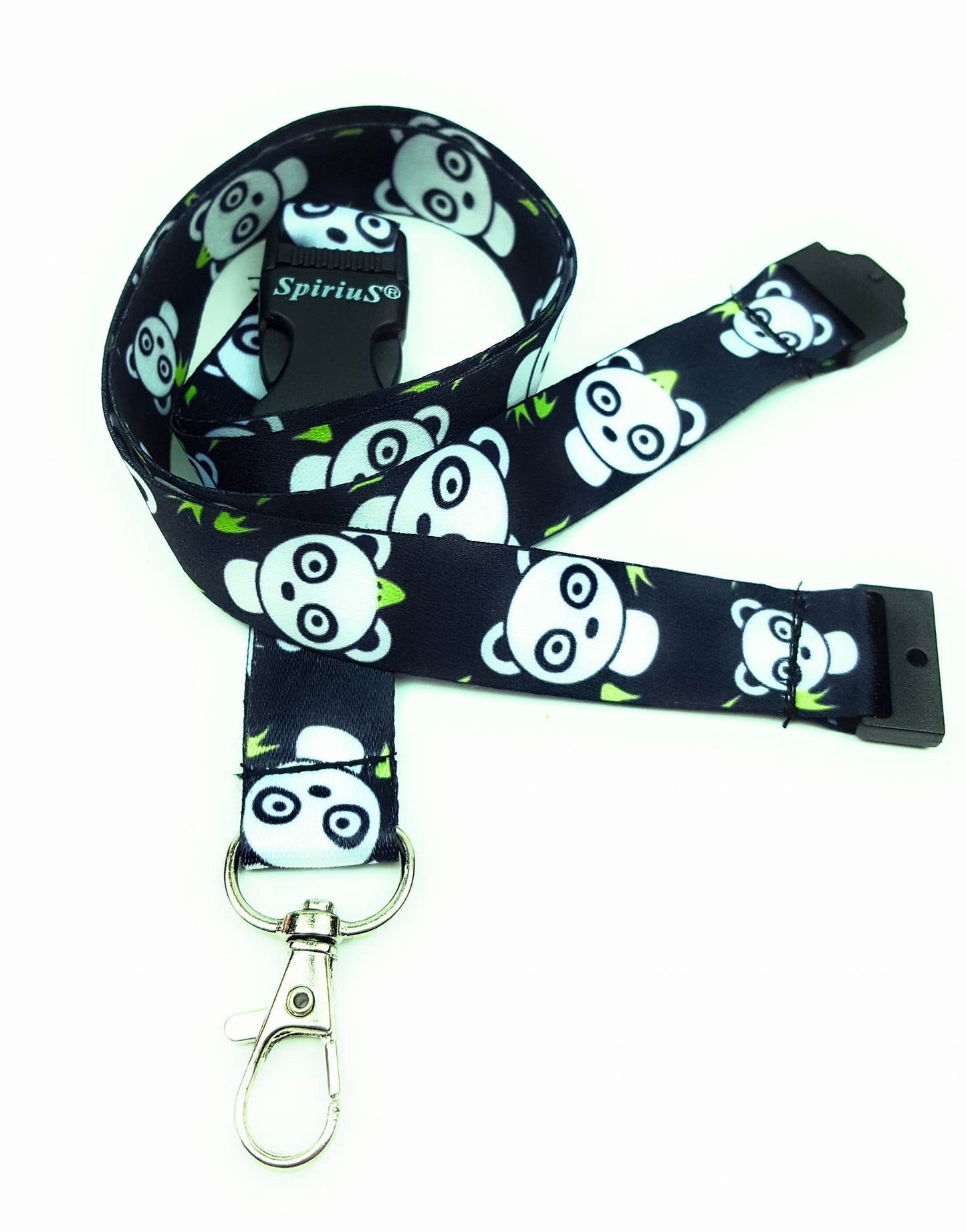 1 x SpiriuS Panda in black breakaway Lanyard neck strap for id badge holder