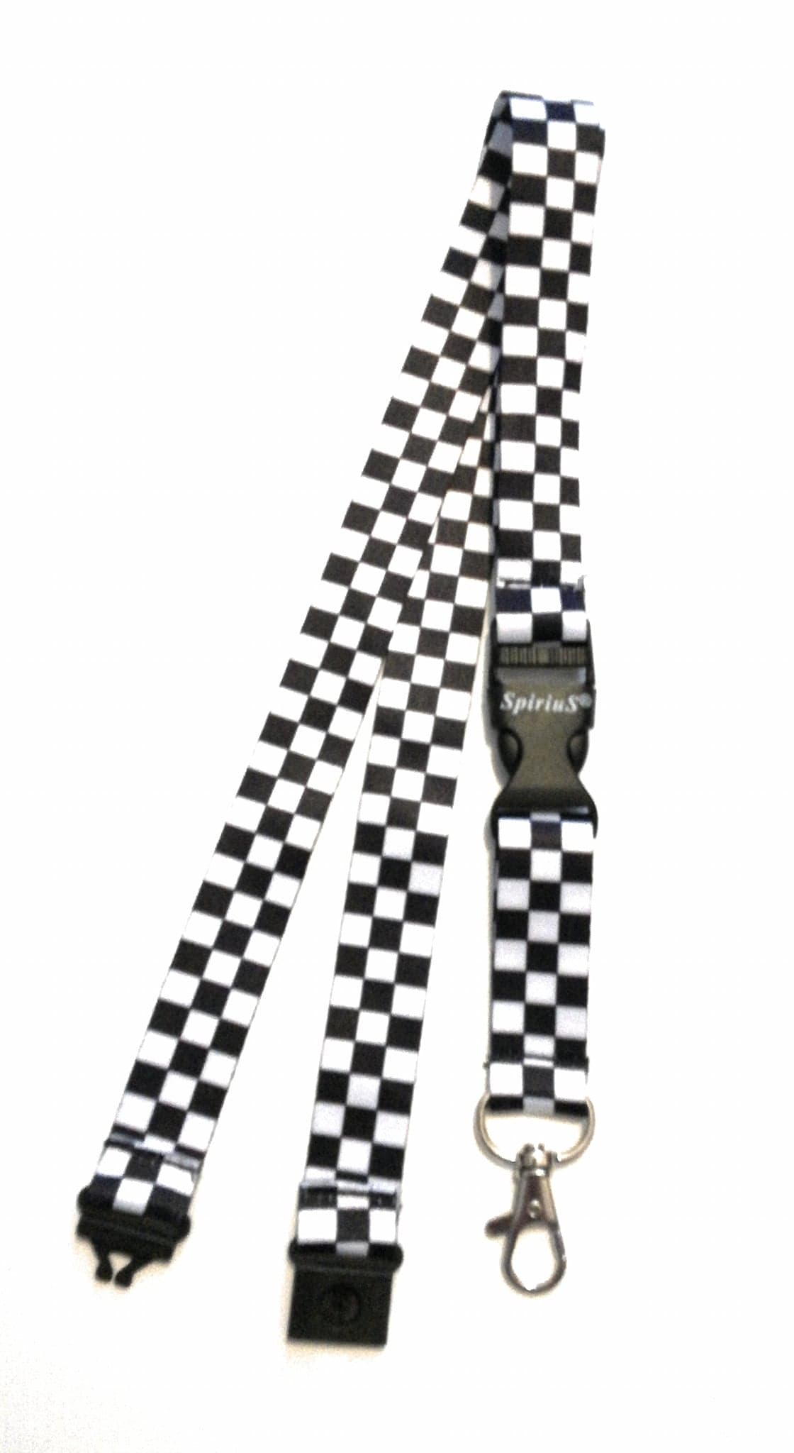 1 x SpiriuS WHITE BLACK CHECKER PLAID breakaway Lanyard neck strap for id badge holder