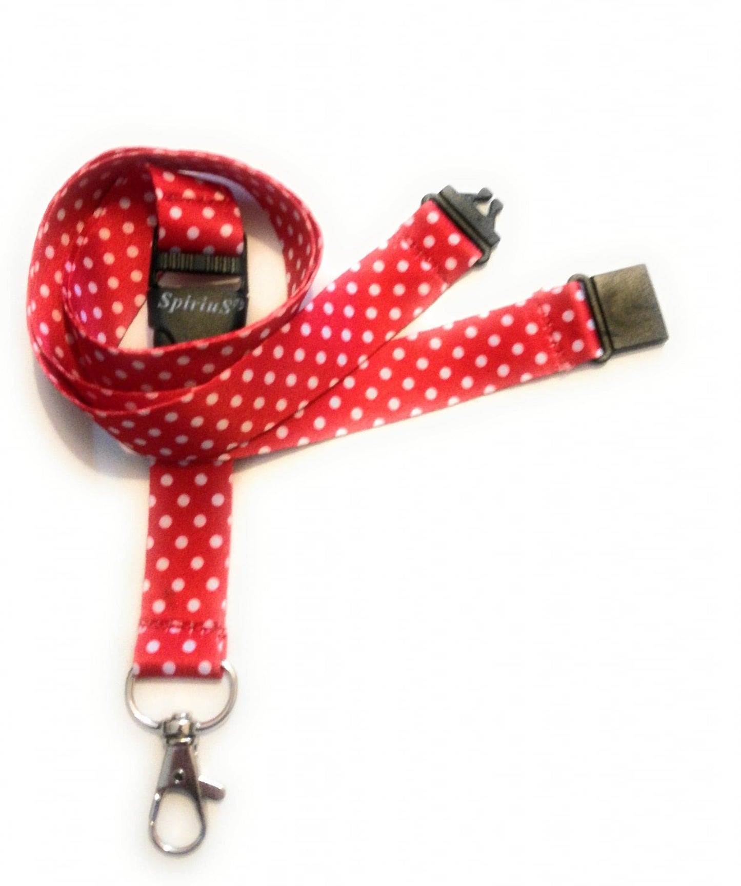 1 x SpiriuS Polka dot red breakaway Lanyard neck strap for id badge holder