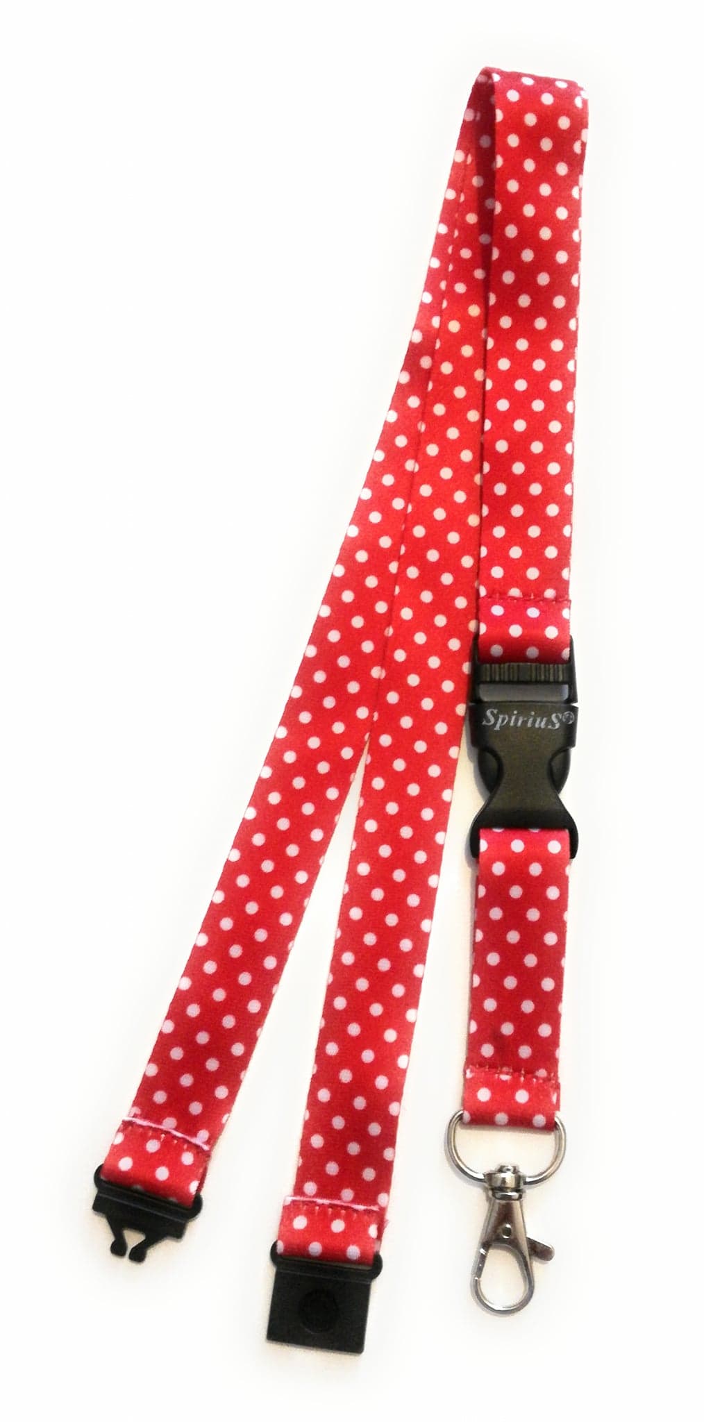 1 x SpiriuS Polka dot red breakaway Lanyard neck strap for id badge holder