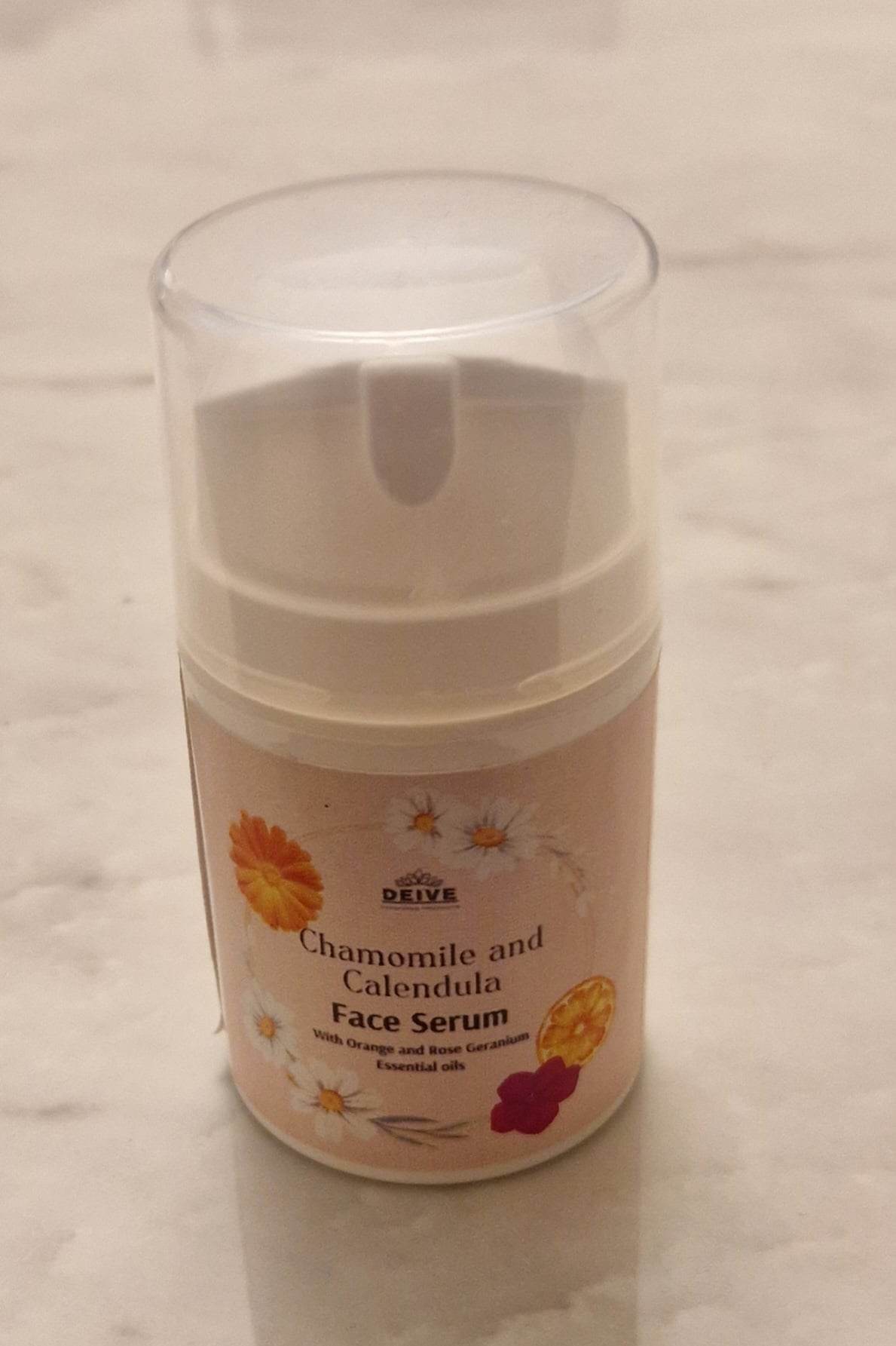 Deive Luxury Natural Face serum cream moisturiser with Chamomile Calendula 50ml softens soothes skin made in UK vegan