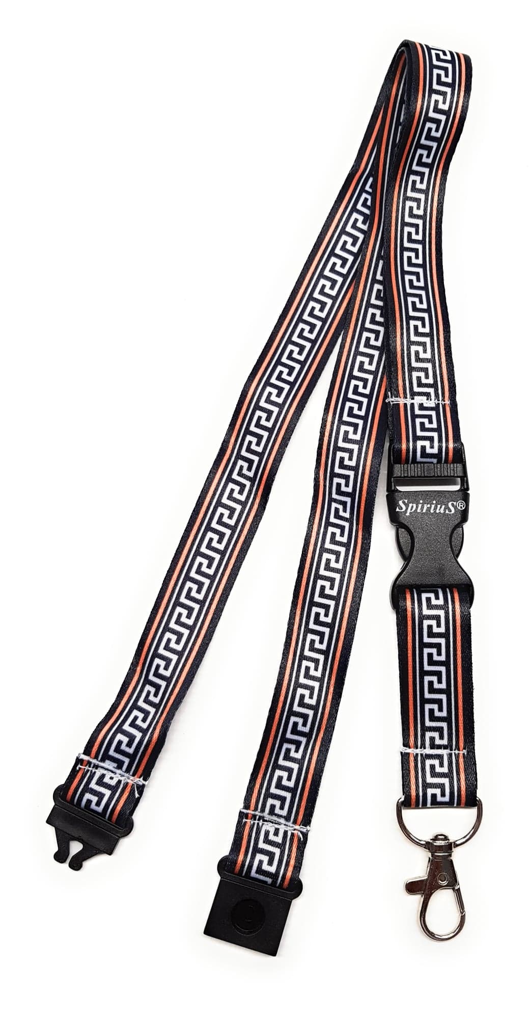 1 x SpiriuS ETHNIC WHITE BLACK breakaway Lanyard neck strap for id badge holder