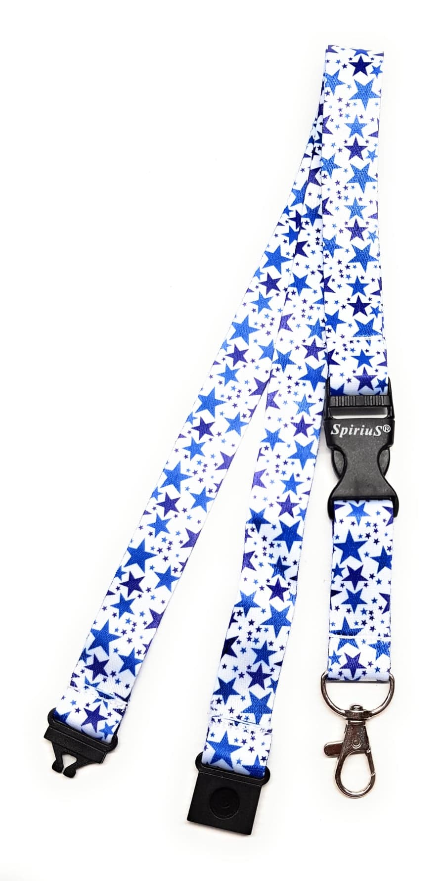 1 x SpiriuS Stars on White breakaway Lanyard neck strap for id badge holder