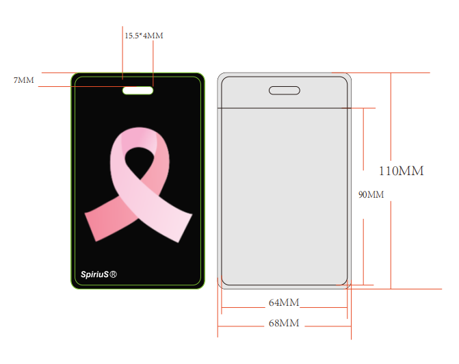 SpiriuS pink ribbon black breakaway Lanyard neck strap + unique id badge holder