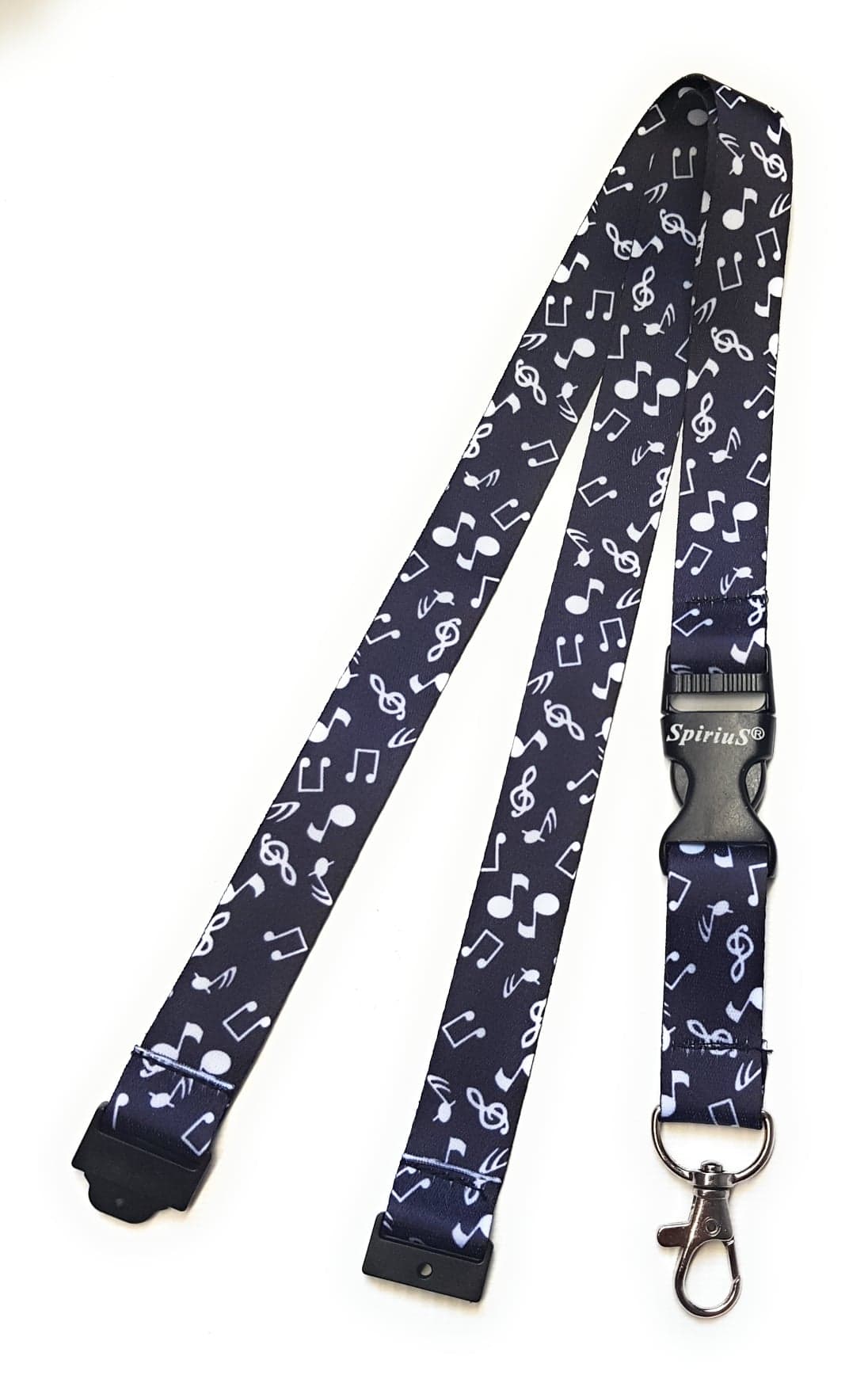 1 x SpiriuS Black & White Musical Note breakaway Lanyard neck strap for id badge holder