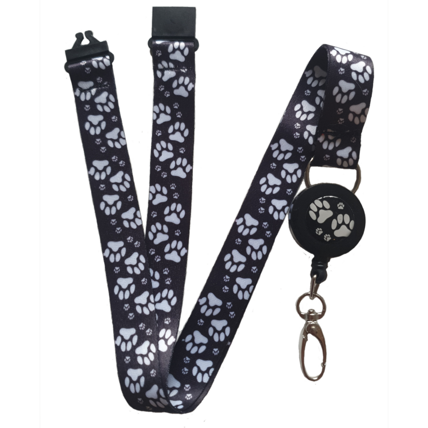 1x SpiriuS Lanyard with Animal Paw Retractable Reel ID Badge Holder with metal clip Keyring