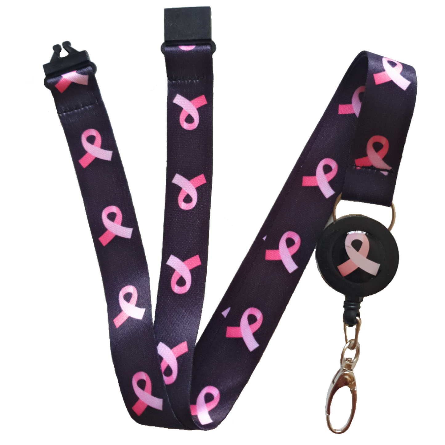 SpiriuS break away Lanyard with Cancer Logo Retractable Reel for ID Badge Holder with metal clip Keyring